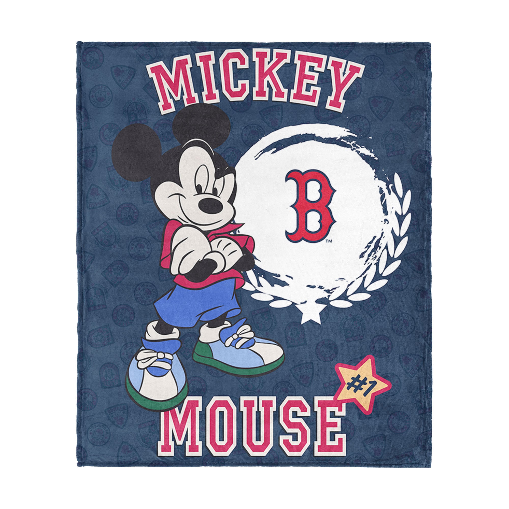 MLB Boston Red Sox Disney Mickey Mouse Baller Navy Silk Touch Throw Blanket 46x60 inches