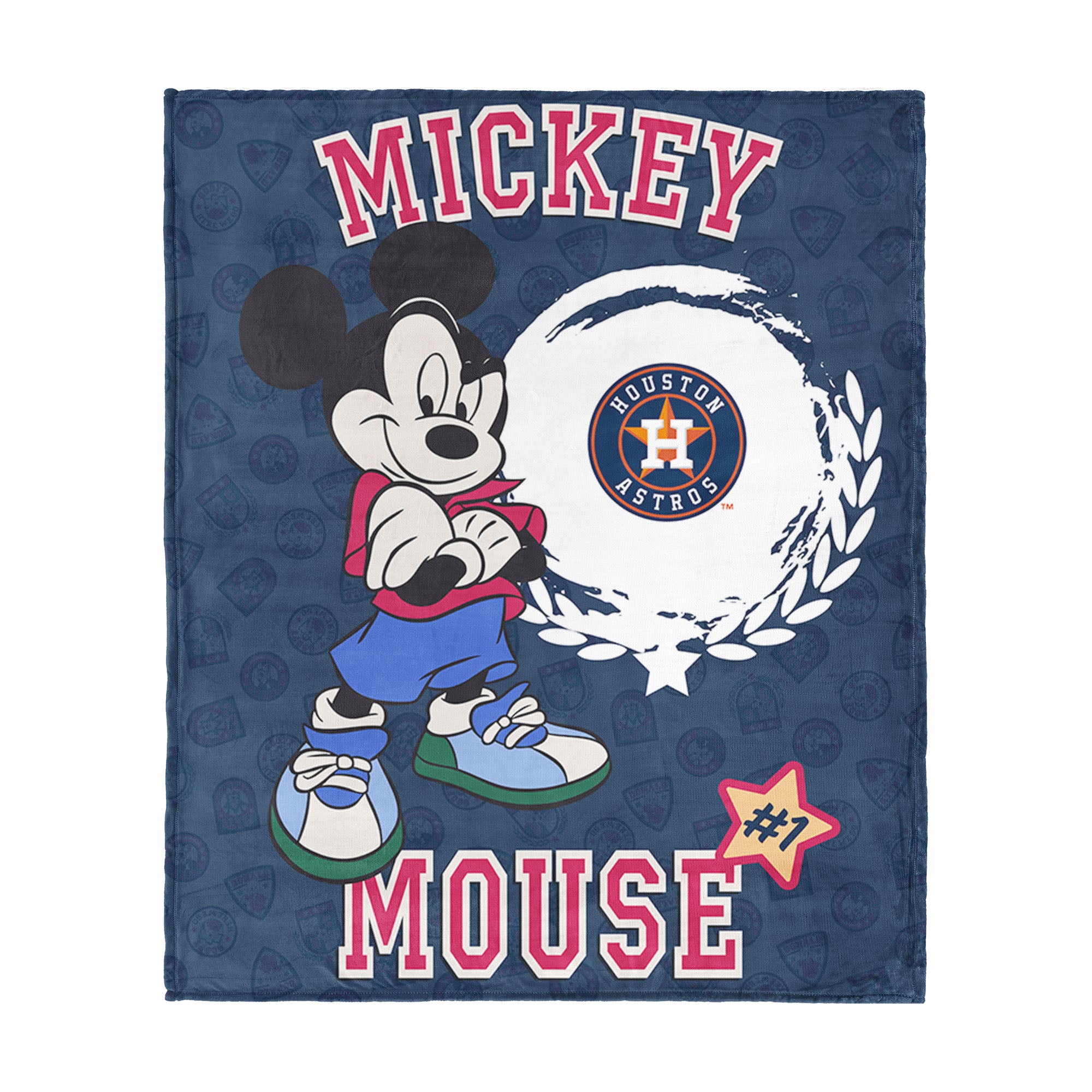 MLB Houston Astros Disney Mickey Mouse Baller Navy Silk Touch Throw Blanket 46x60 inches