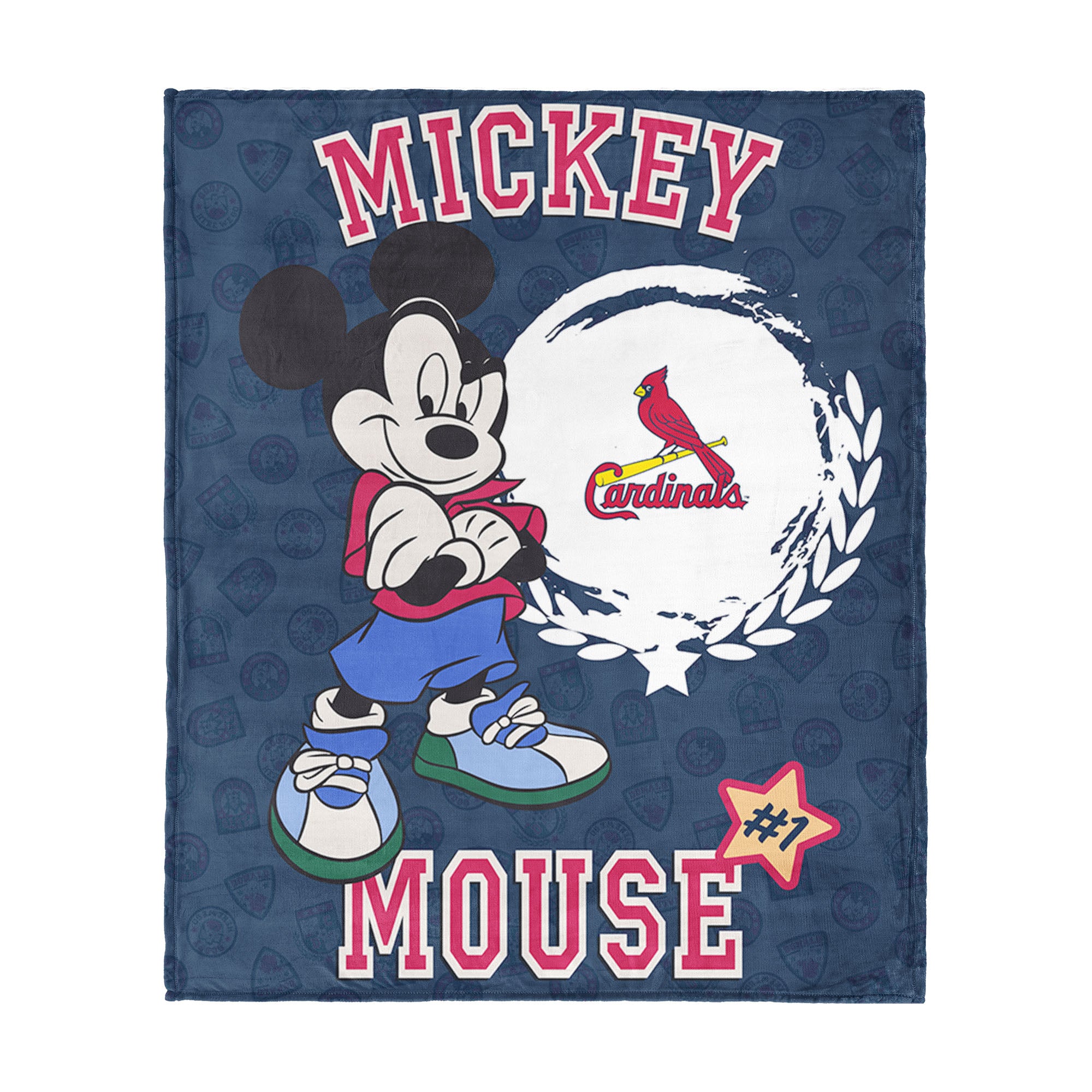 MLB St. Louis Cardinals Disney Mickey Mouse Baller Navy Silk Touch Throw Blanket 46x60 inches