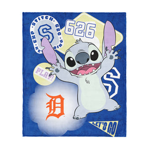 MLB Detroit Tigers Disney Lilo & Stitch Stickers Royal Silk Touch Throw Blanket 46x60 inches