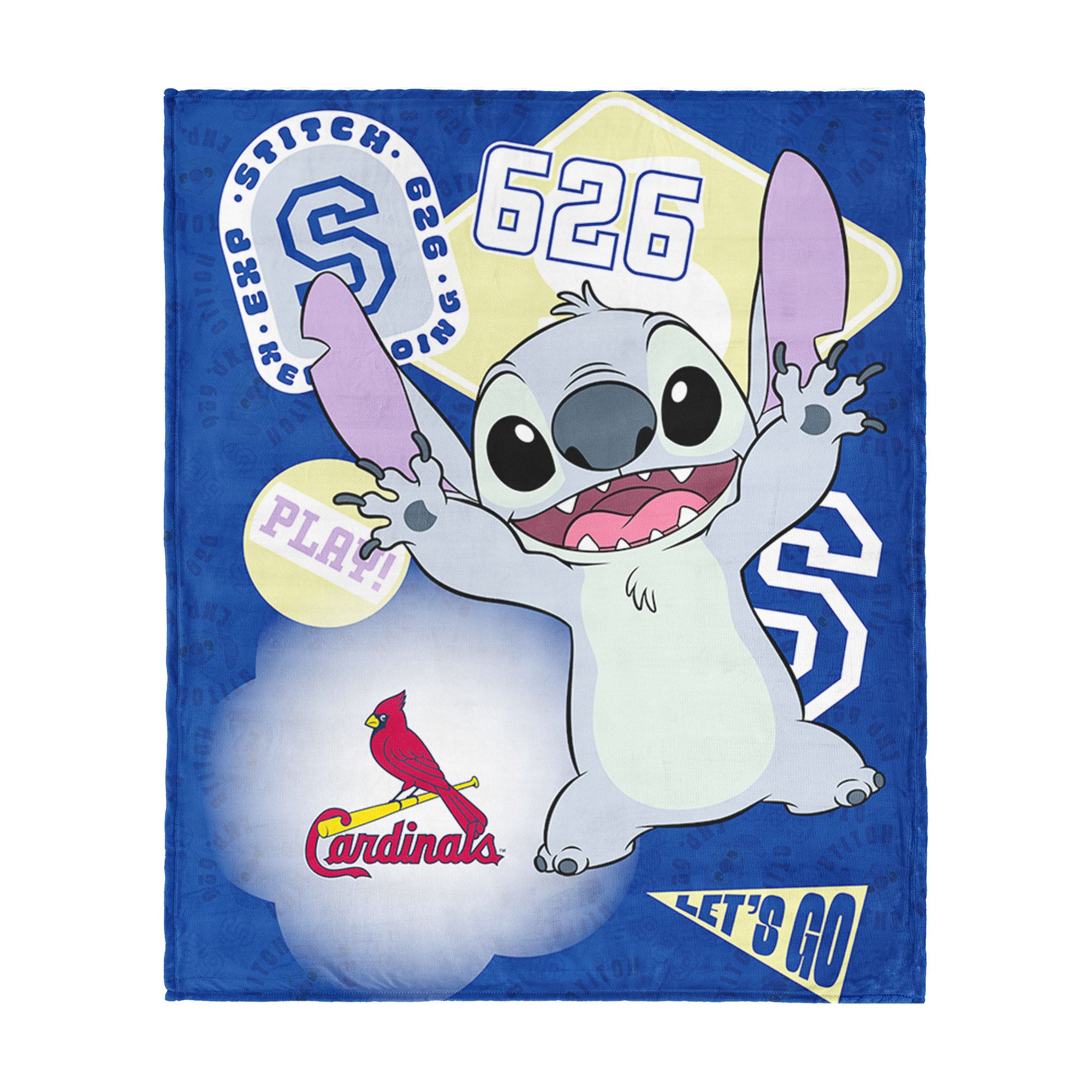 MLB St. Louis Cardinals Disney Lilo & Stitch Stickers Royal Silk Touch Throw Blanket 46x60 inches