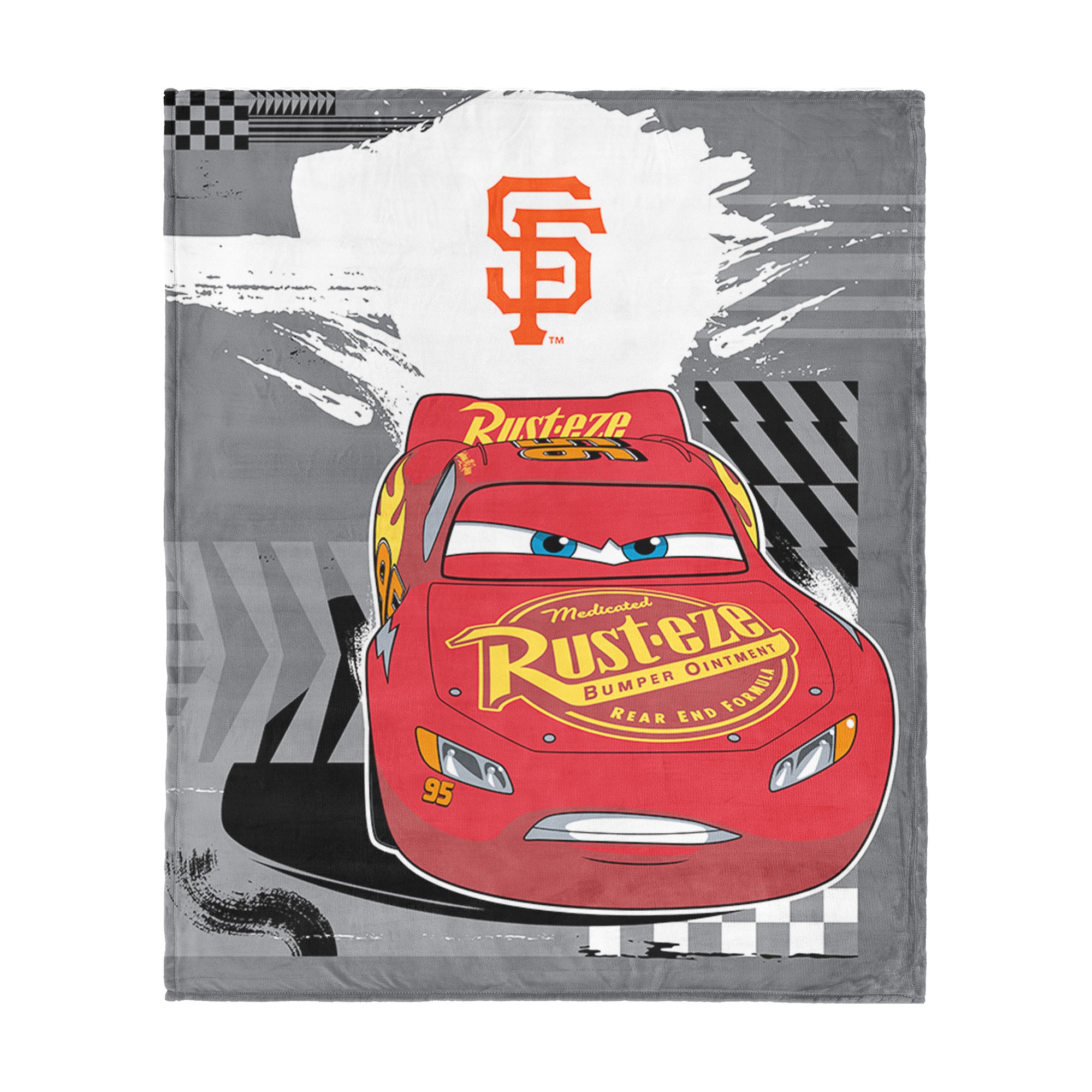 MLB San Francisco Giants Disney Cars Lap Time Grey Silk Touch Throw Blanket 46x60 inches