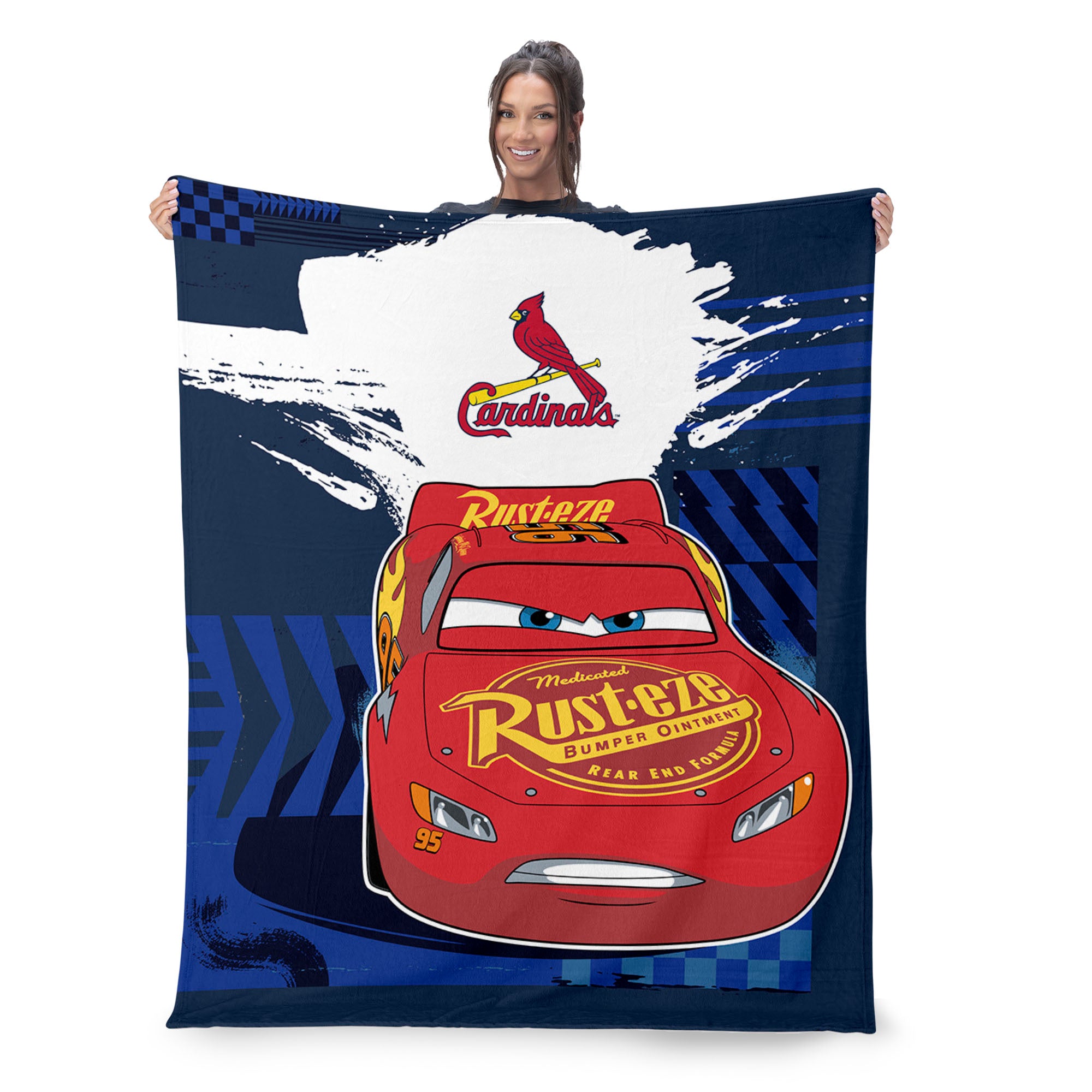 MLB St. Louis Cardinals Disney Cars Lap Time Navy Silk Touch Throw Blanket 46x60 inches