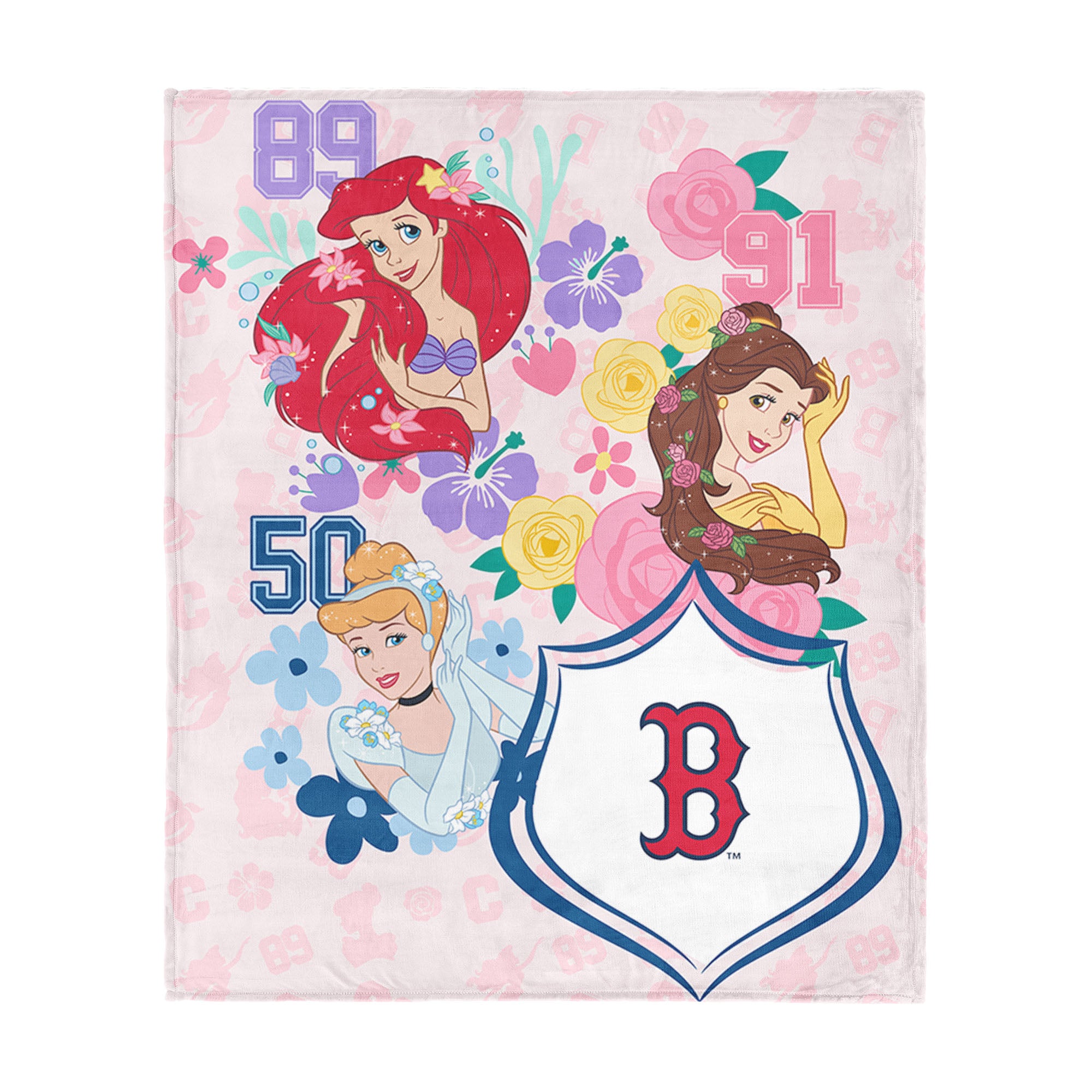 MLB Boston Red Sox Disney Princesses Game On Girls Pink Silk Touch Throw Blanket 46x60 inches