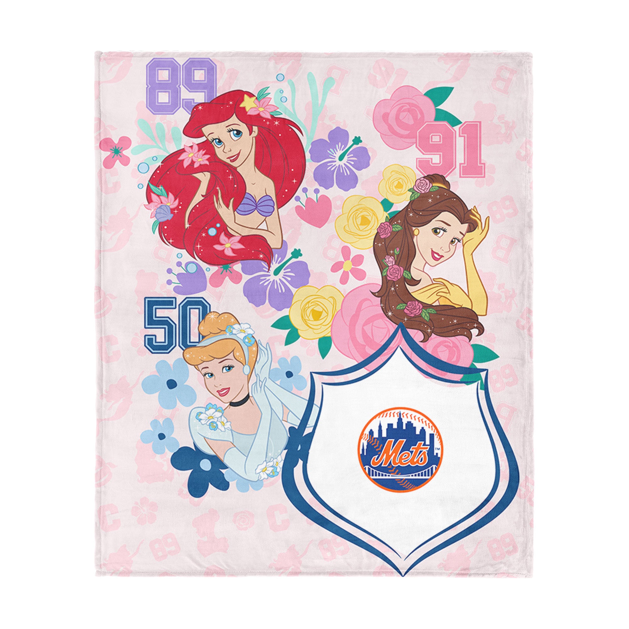 MLB New York Mets Disney Princesses Game On Girls Pink Silk Touch Throw Blanket 46x60 inches