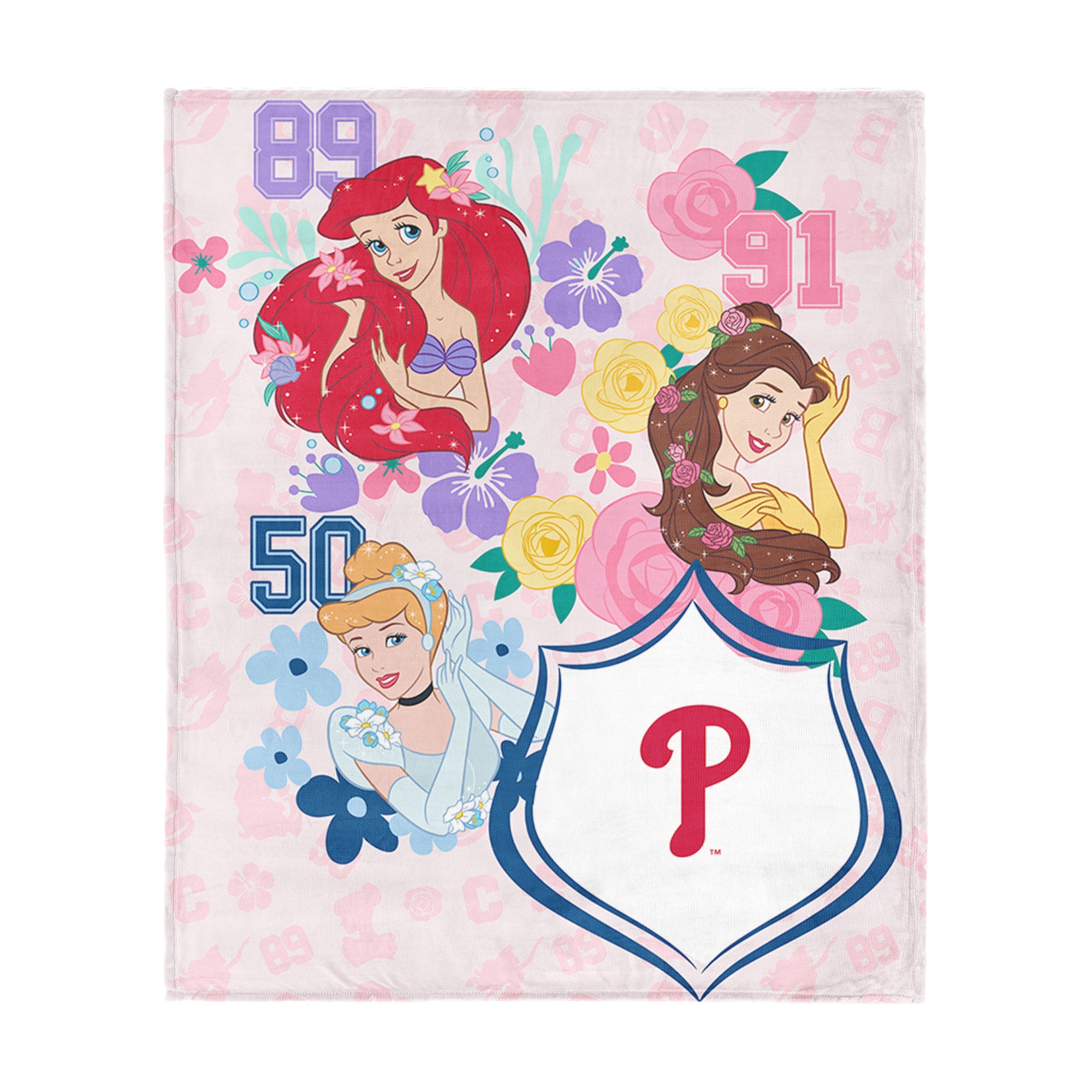 MLB Philadelphia Phillies Disney Princesses Game On Girls Pink Silk Touch Throw Blanket 46x60 inches