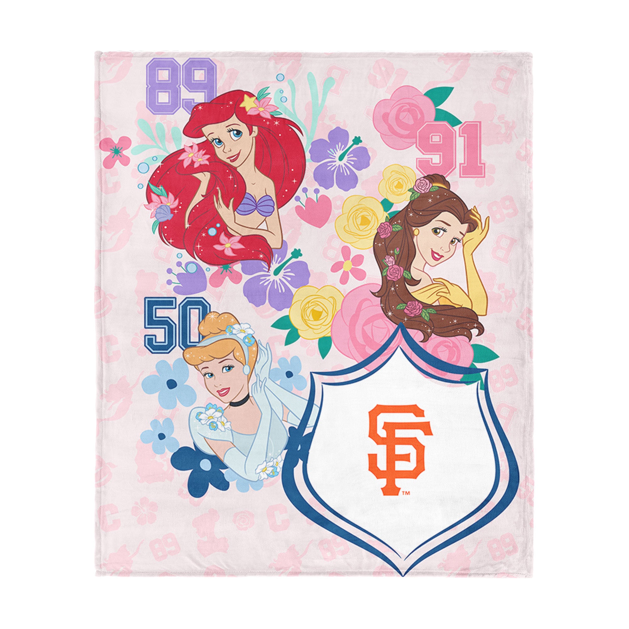 MLB San Francisco Giants Disney Princesses Game On Girls Pink Silk Touch Throw Blanket 46x60 inches
