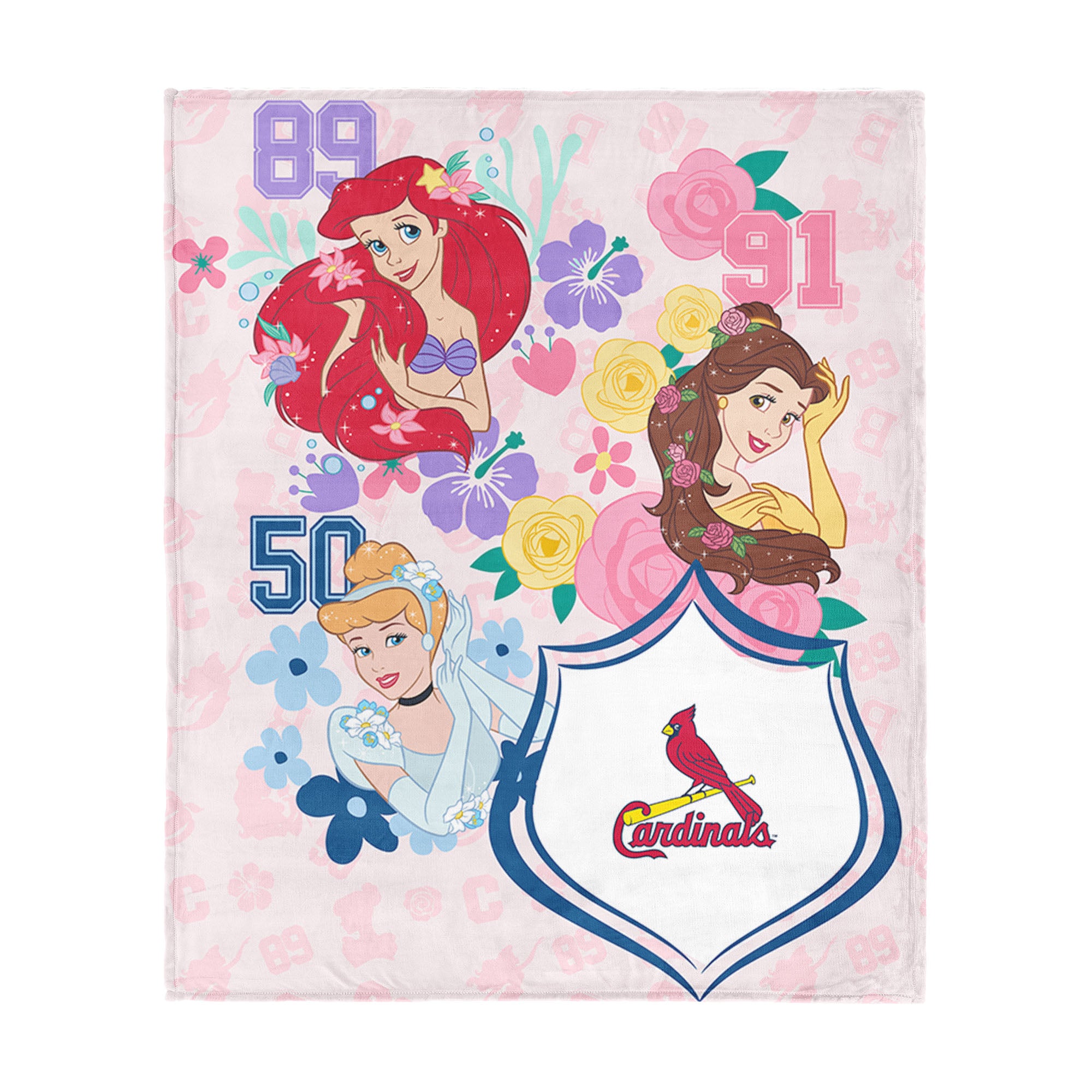 MLB St. Louis Cardinals Disney Princesses Game On Girls Pink Silk Touch Throw Blanket 46x60 inches