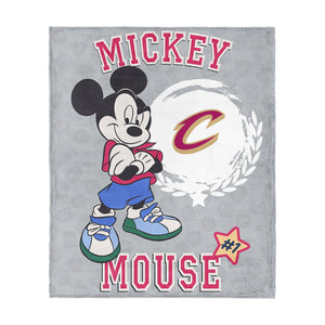 NBA Cleveland Cavaliers Disney Mickey Mouse Baller Grey Silk Touch Throw Blanket 46x60 inches