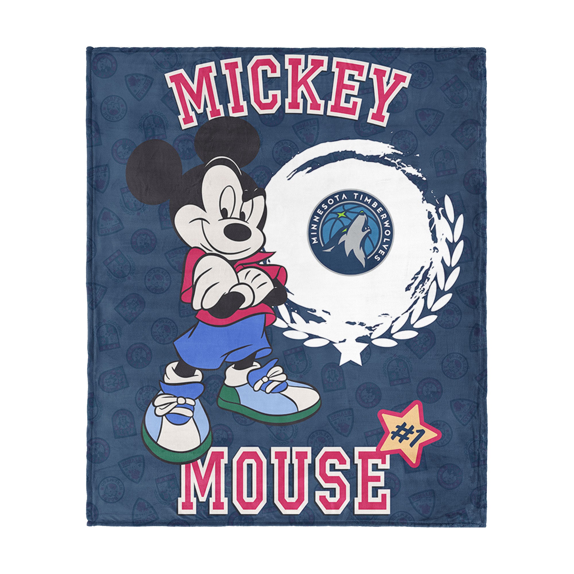 NBA Minnesota Timberwolves Disney Mickey Mouse Baller Navy Silk Touch Throw Blanket 46x60 inches