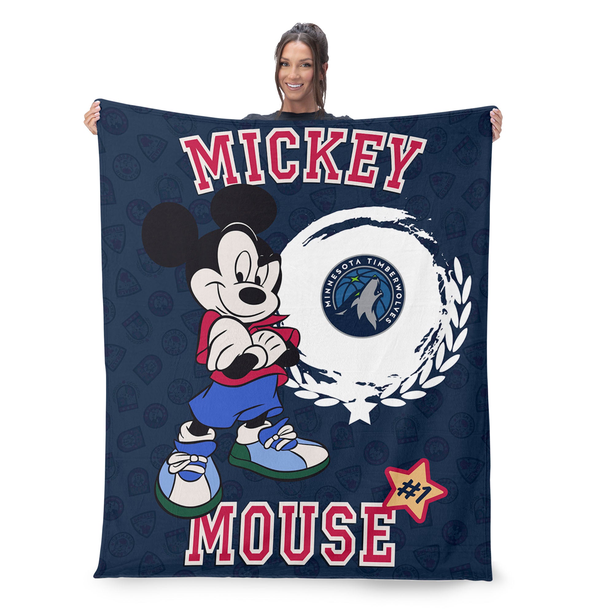 NBA Minnesota Timberwolves Disney Mickey Mouse Baller Navy Silk Touch Throw Blanket 46x60 inches