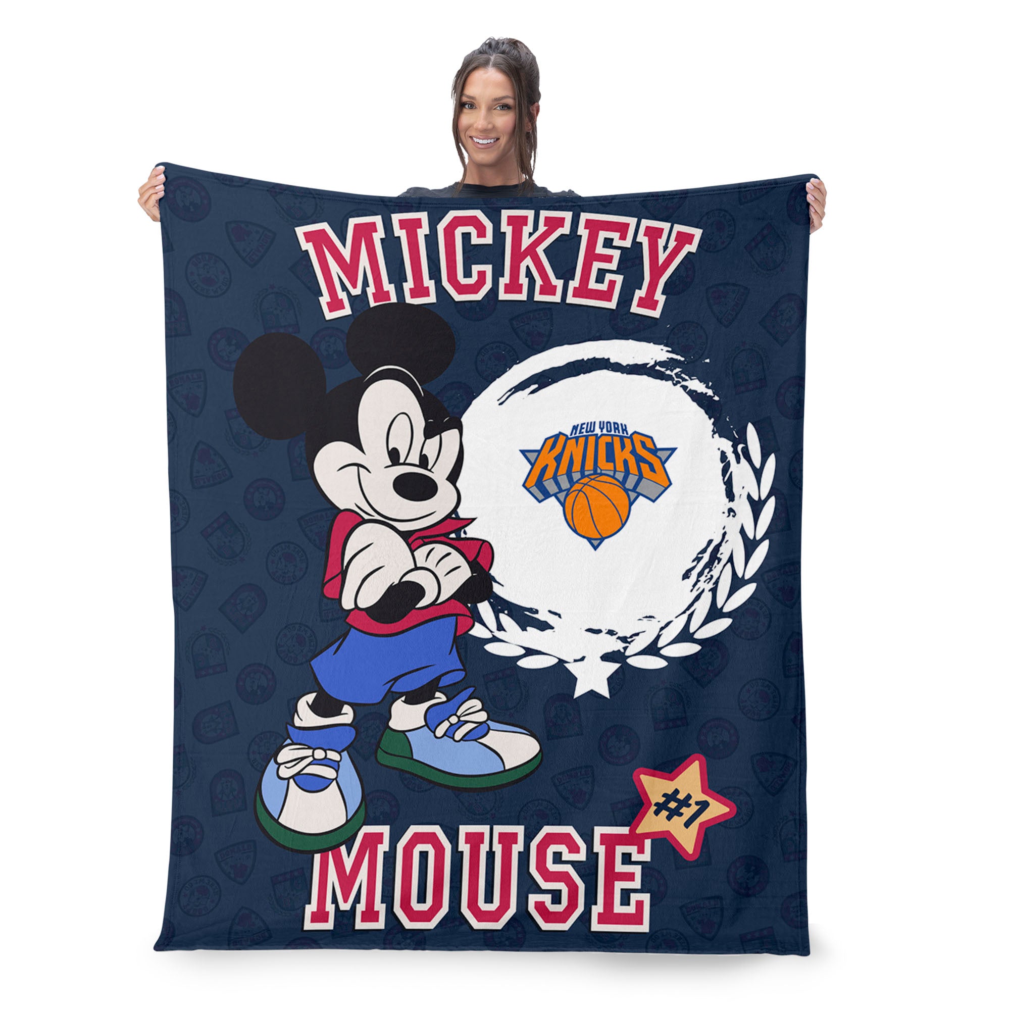 NBA New York Knicks Disney Mickey Mouse Baller Navy Silk Touch Throw Blanket 46x60 inches