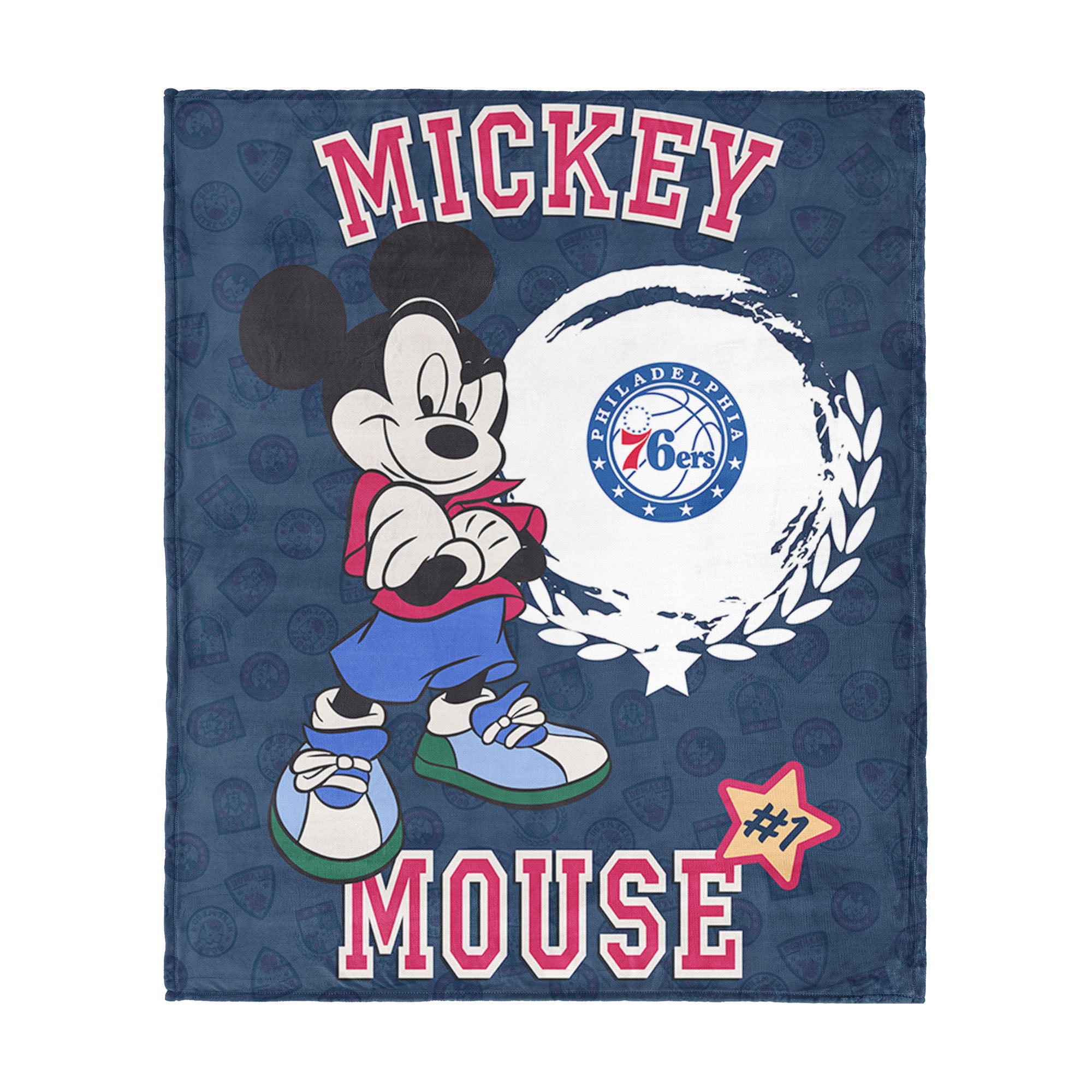 NBA Philadelphia 76ers Disney Mickey Mouse Baller Navy Silk Touch Throw Blanket 46x60 inches