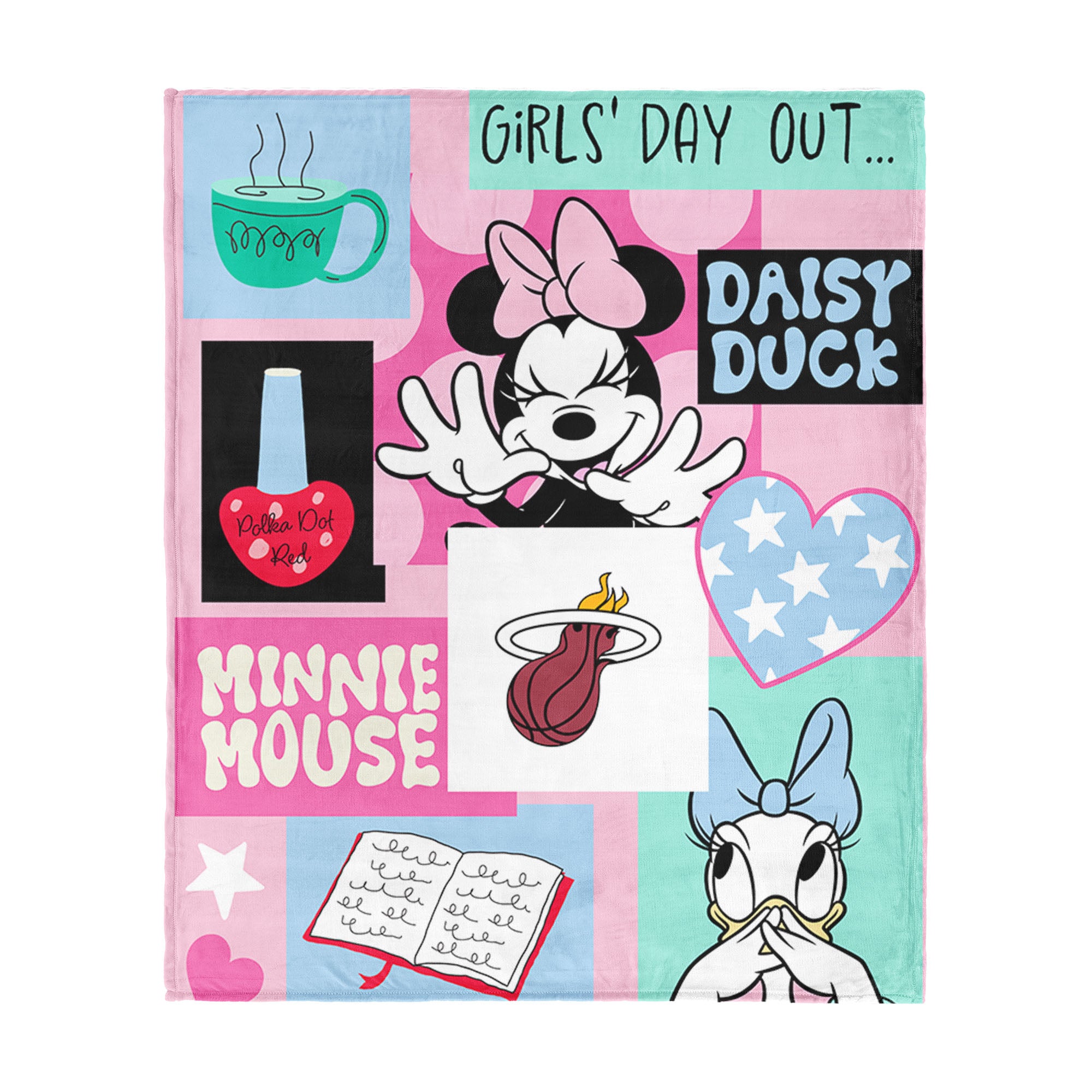 NBA Miami Heat Disney Minnie Mouse Checker Floral Pink Silk Touch Throw Blanket 46x60 inches