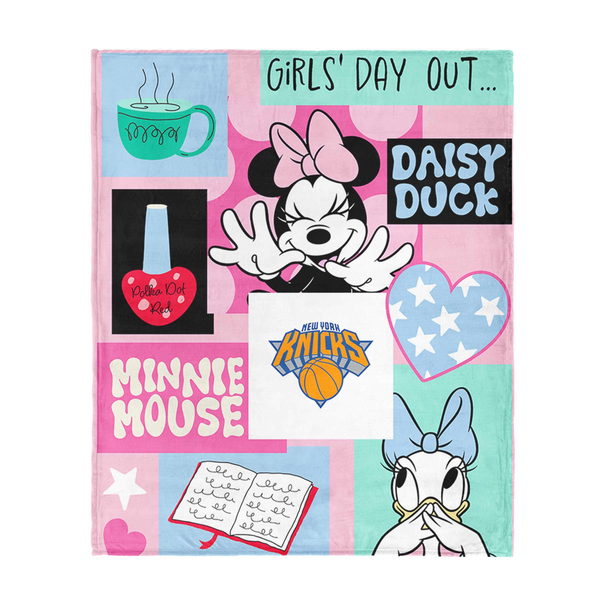 NBA New York Knicks Disney Minnie Mouse Checker Floral Pink Silk Touch Throw Blanket 46x60 inches