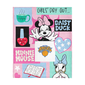 NBA New York Knicks Disney Minnie Mouse Checker Floral Pink Silk Touch Throw Blanket 46x60 inches