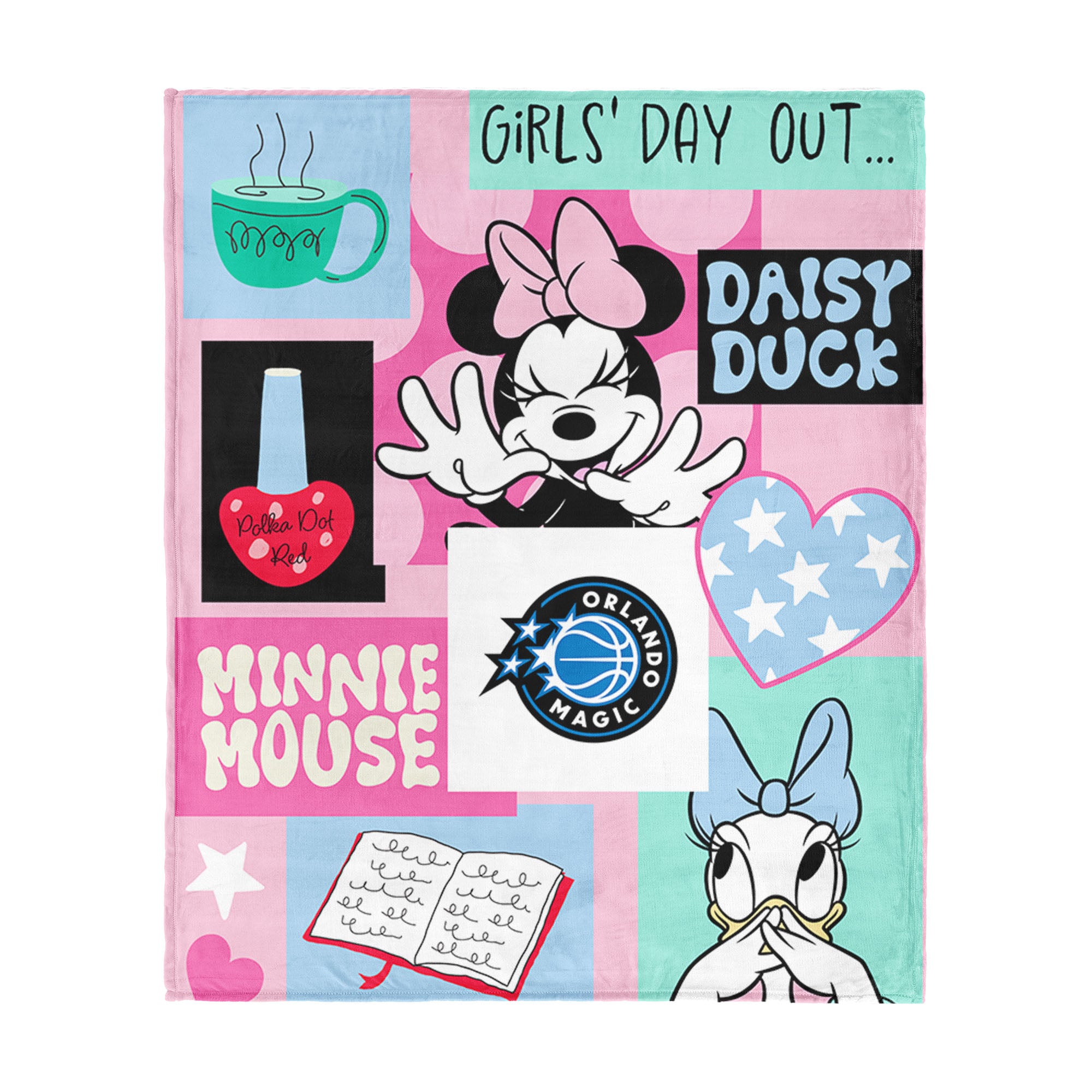 NBA Orlando Magic Disney Minnie Mouse Checker Floral Pink Silk Touch Throw Blanket 46x60 inches