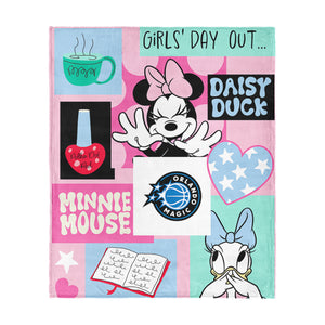NBA Orlando Magic Disney Minnie Mouse Checker Floral Pink Silk Touch Throw Blanket 46x60 inches