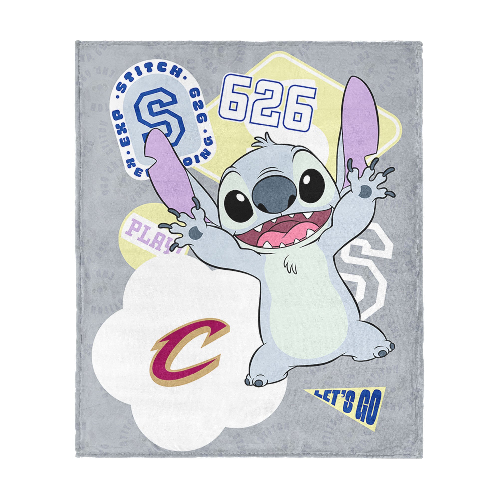 NBA Cleveland Cavaliers Disney Lilo & Stitch Stickers Grey Silk Touch Throw Blanket 46x60 inches