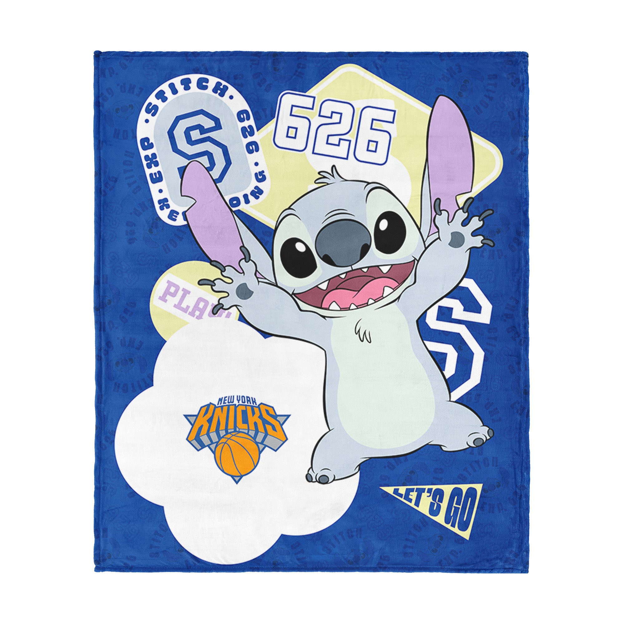 NBA New York Knicks Disney Lilo & Stitch Stickers Royal Silk Touch Throw Blanket 46x60 inches