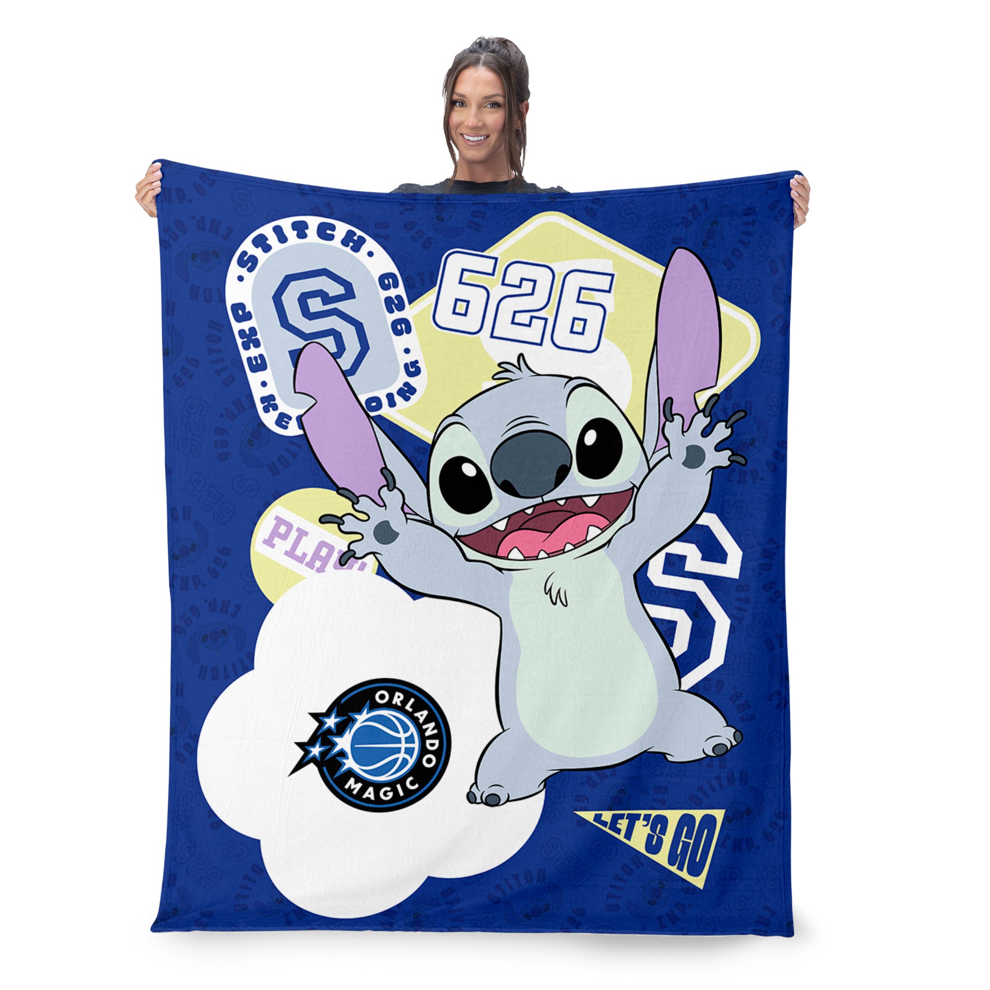 NBA Orlando Magic Disney Lilo & Stitch Stickers Royal Silk Touch Throw Blanket 46x60 inches