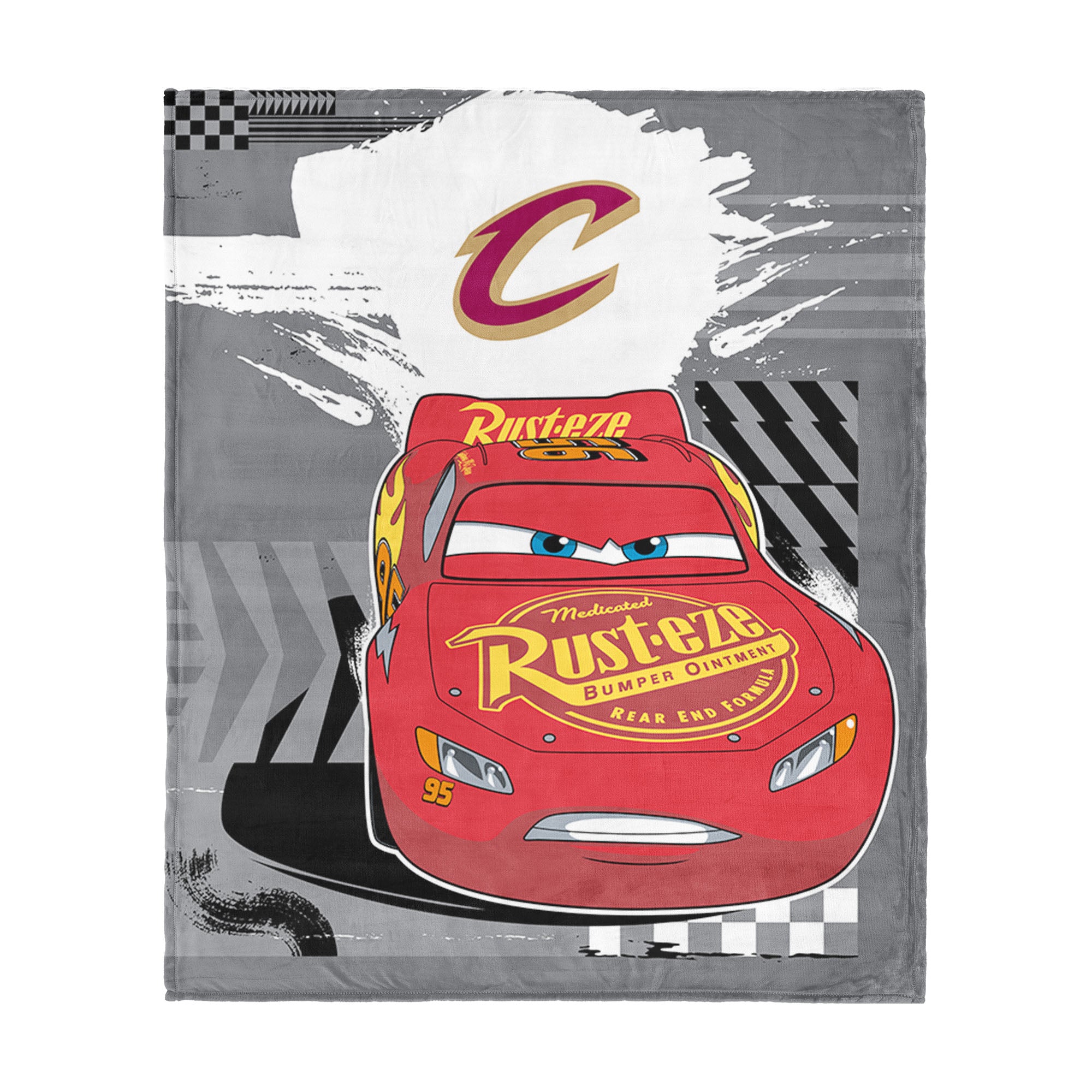 NBA Cleveland Cavaliers Disney Cars Lap Time Grey Silk Touch Throw Blanket 46x60 inches