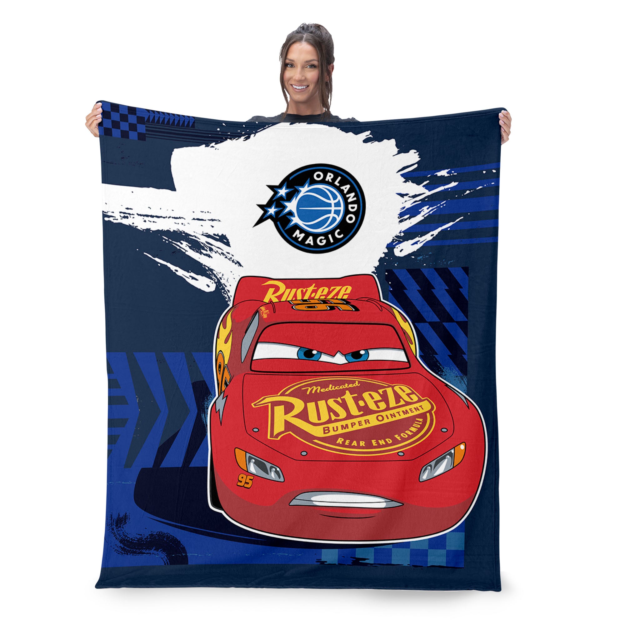 NBA Orlando Magic Disney Cars Lap Time Navy Silk Touch Throw Blanket 46x60 inches