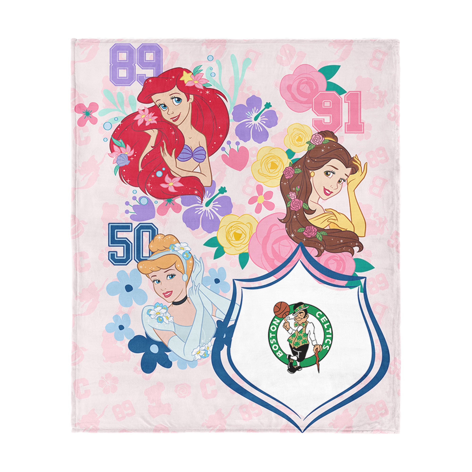 NBA Boston Celtics Disney Princesses Game On Girls Pink Silk Touch Throw Blanket 46x60 inches