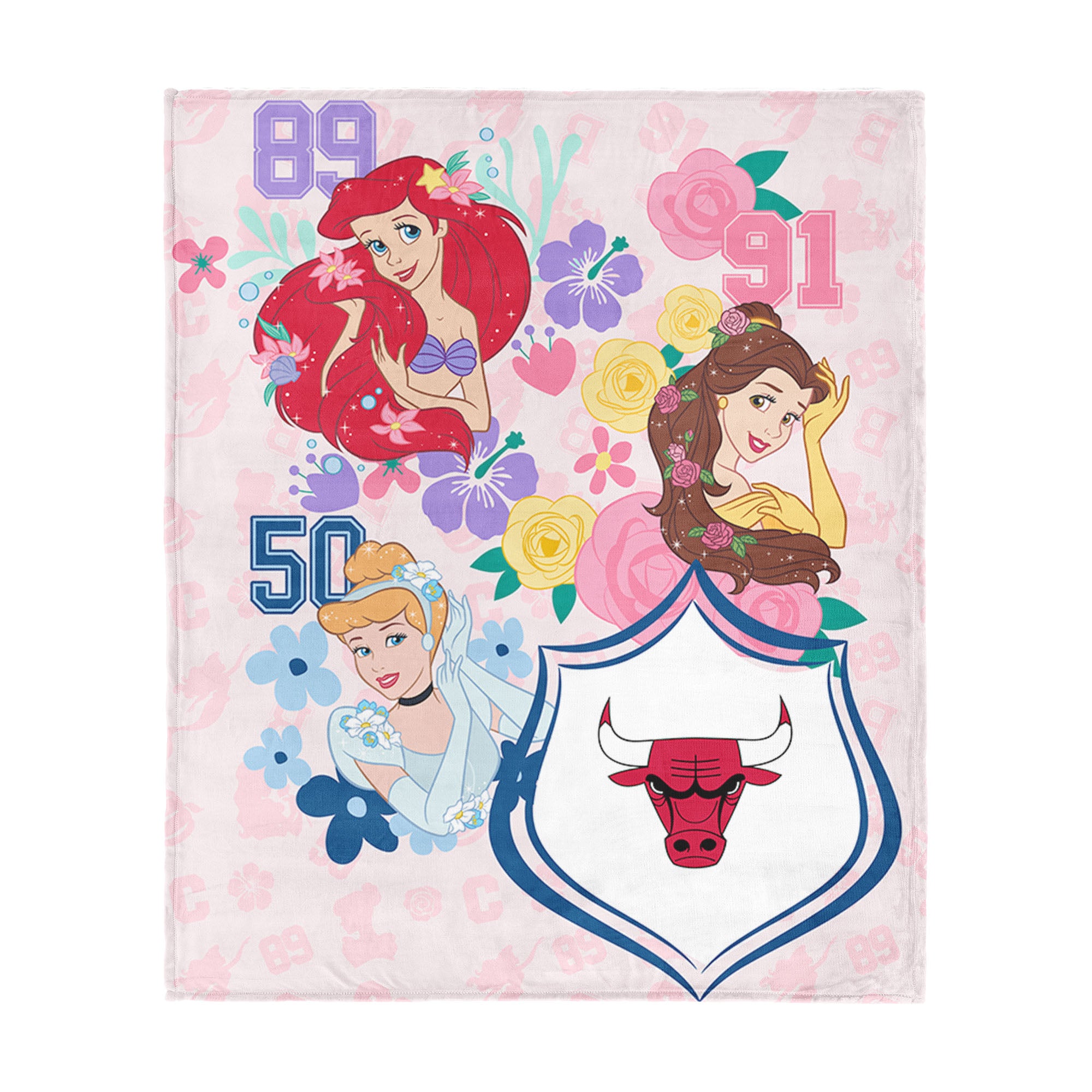 NBA Chicago Bulls Disney Princesses Game On Girls Pink Silk Touch Throw Blanket 46x60 inches