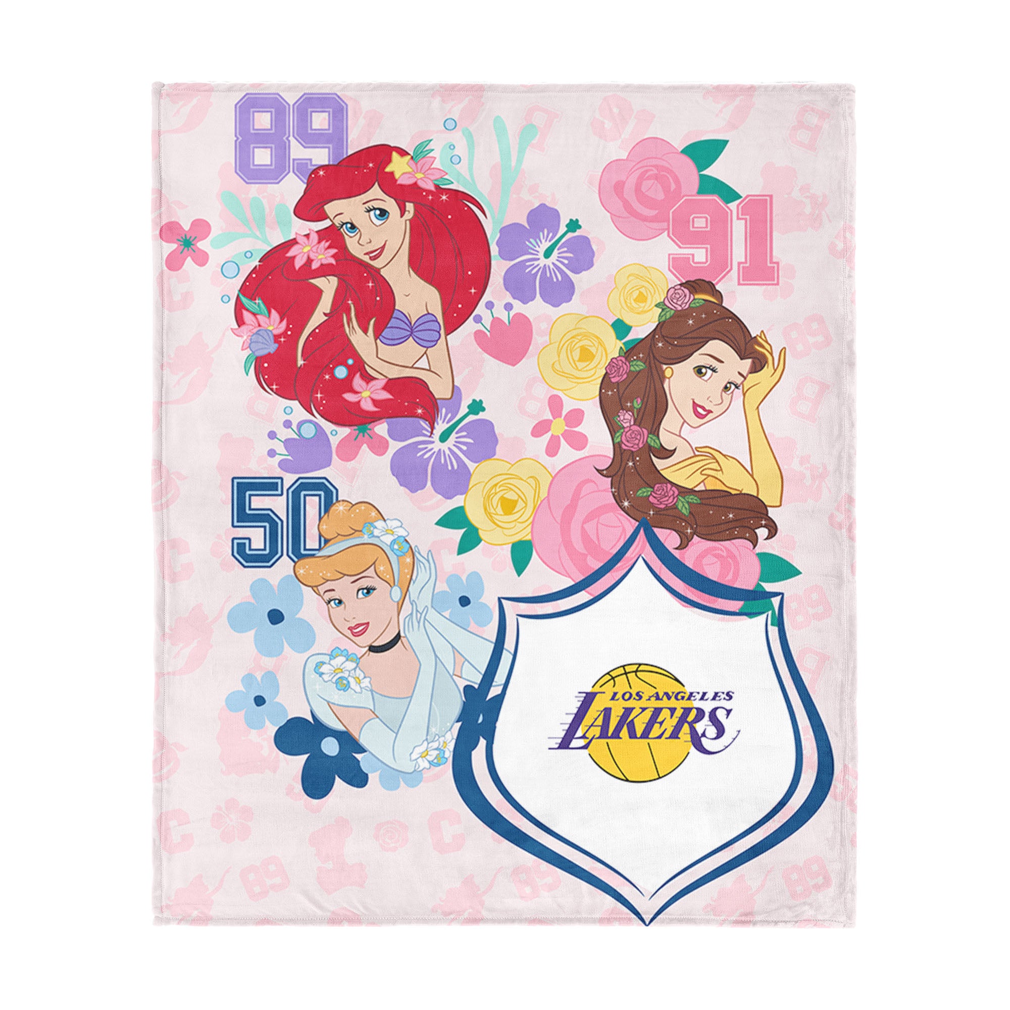 NBA Los Angeles Lakers Disney Princesses Game On Girls Pink Silk Touch Throw Blanket 46x60 inches