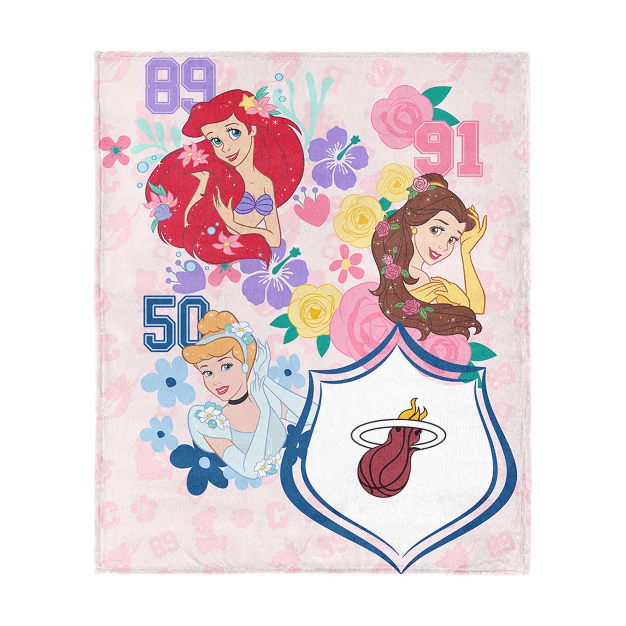 NBA Miami Heat Disney Princesses Game On Girls Pink Silk Touch Throw Blanket 46x60 inches