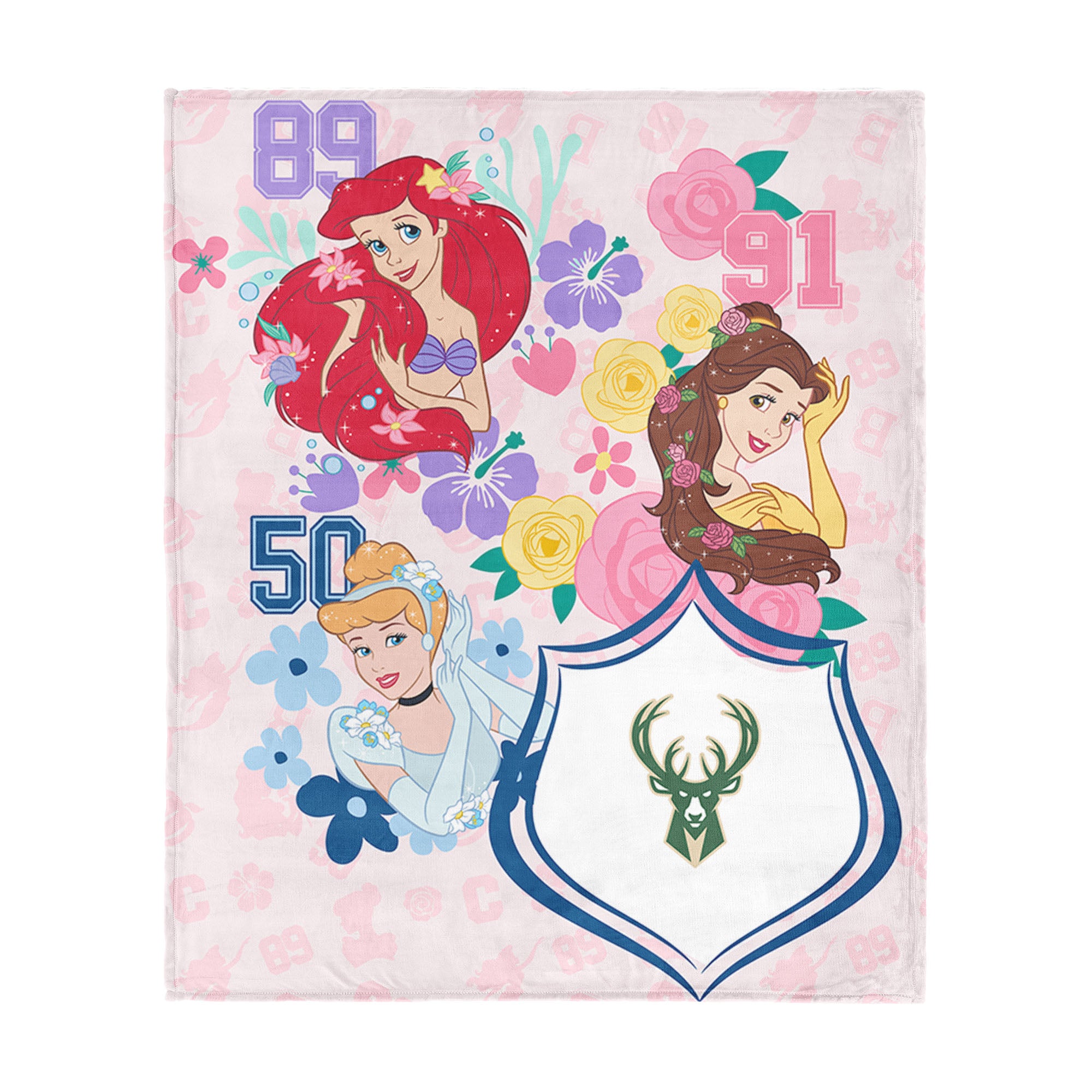 NBA Milwaukee Bucks Disney Princesses Game On Girls Pink Silk Touch Throw Blanket 46x60 inches