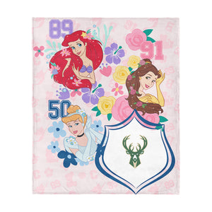 NBA Milwaukee Bucks Disney Princesses Game On Girls Pink Silk Touch Throw Blanket 46x60 inches
