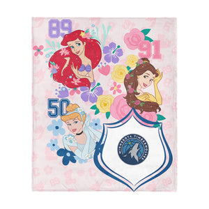 NBA Minnesota Timberwolves Disney Princesses Game On Girls Pink Silk Touch Throw Blanket 46x60 inches