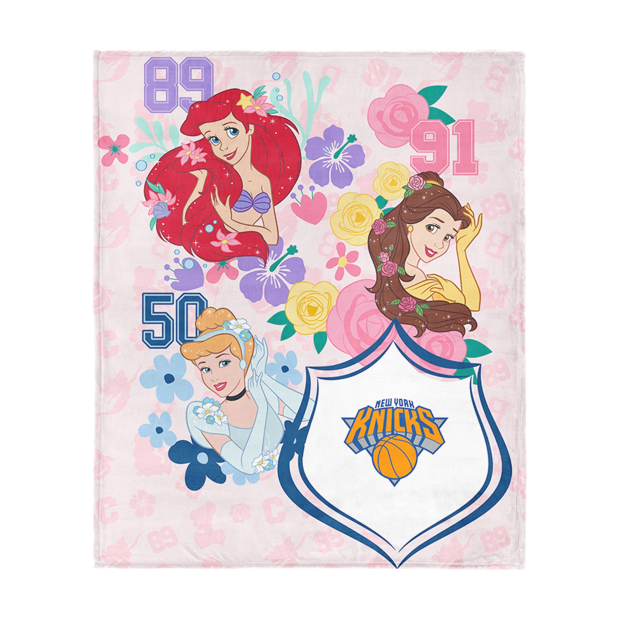 NBA New York Knicks Disney Princesses Game On Girls Pink Silk Touch Throw Blanket 46x60 inches
