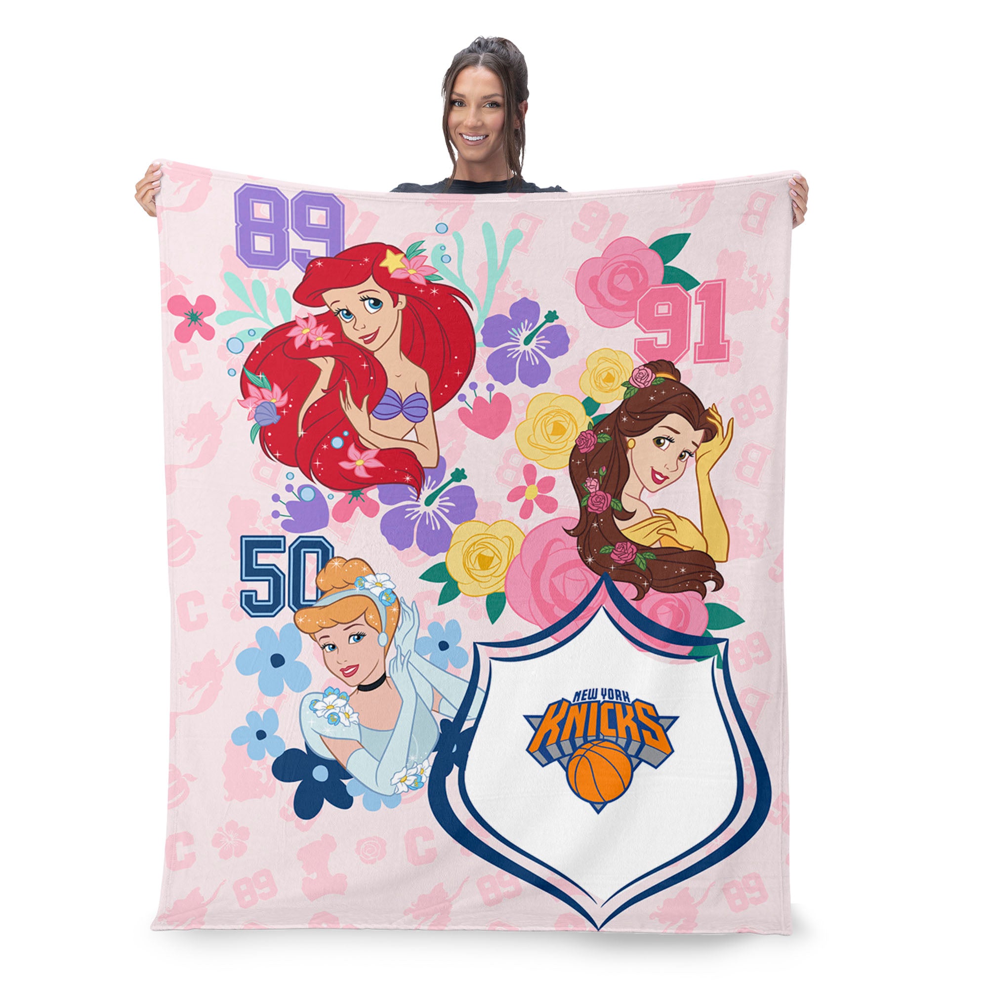 NBA New York Knicks Disney Princesses Game On Girls Pink Silk Touch Throw Blanket 46x60 inches