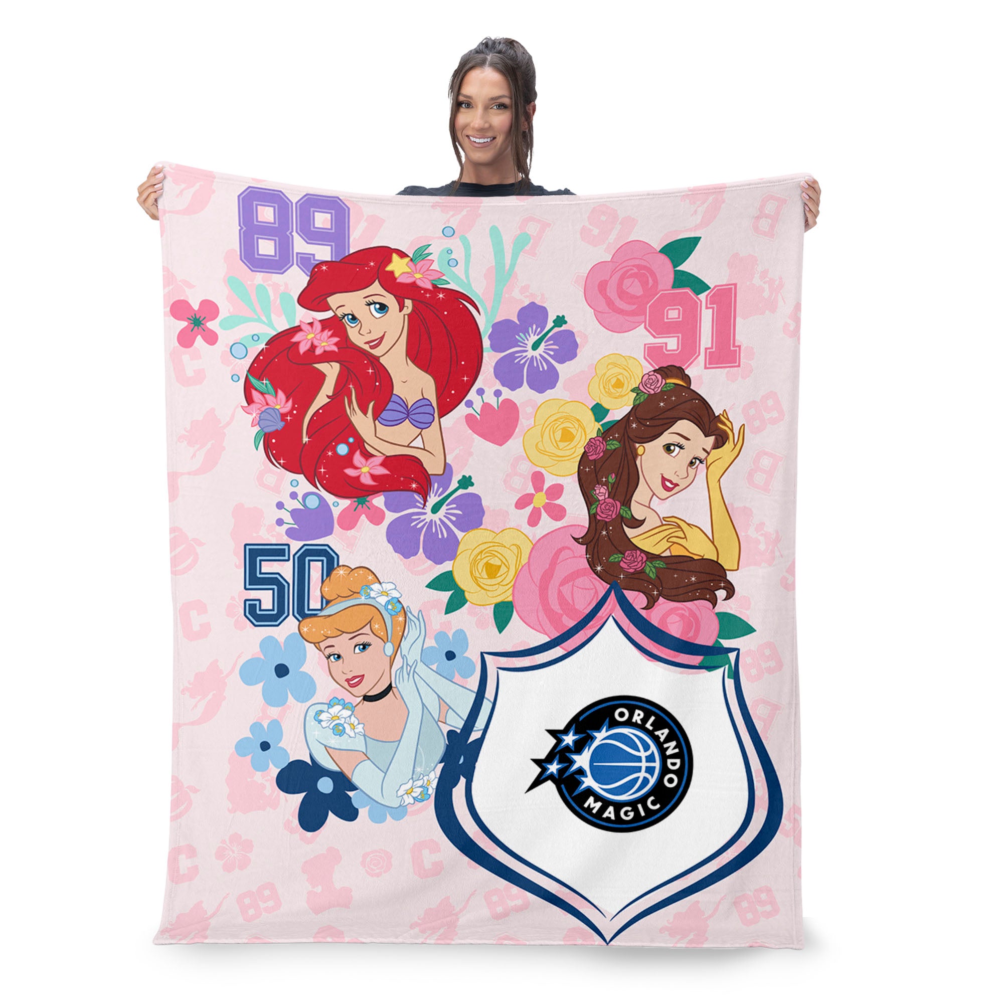 NBA Orlando Magic Disney Princesses Game On Girls Pink Silk Touch Throw Blanket 46x60 inches