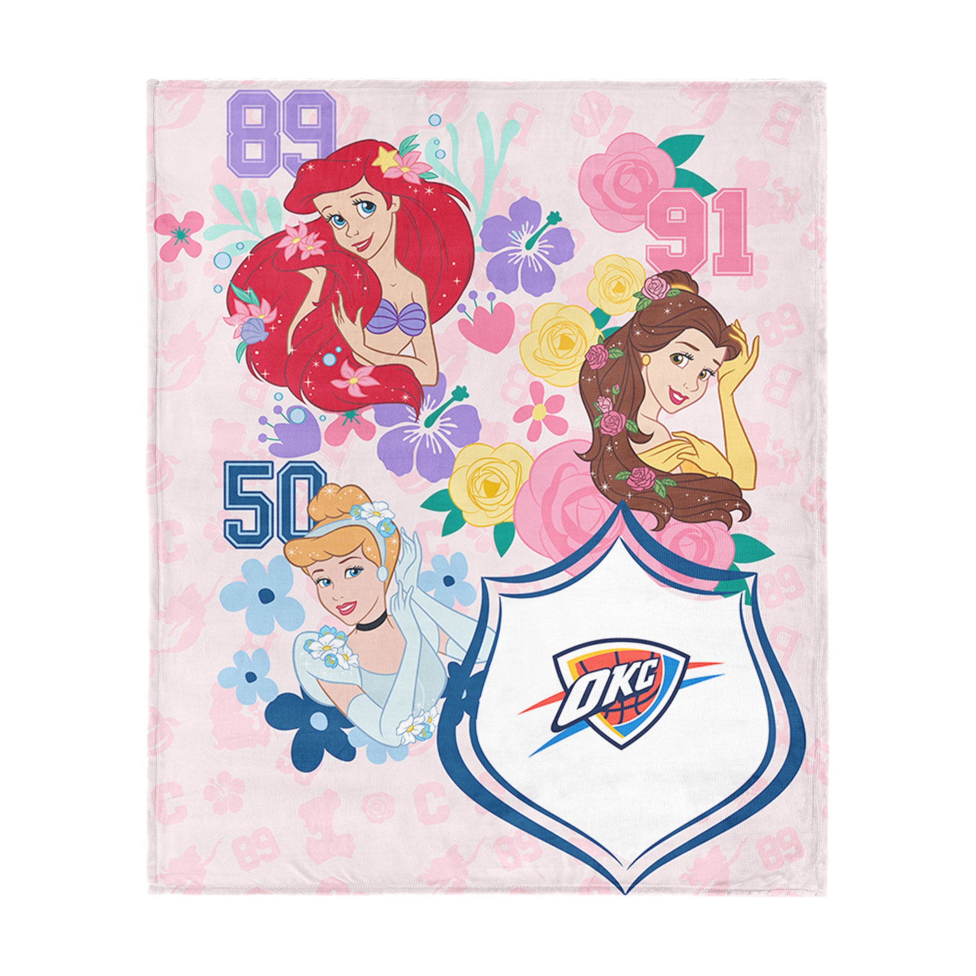 NBA Oklahoma City Thunder Disney Princesses Game On Girls Pink Silk Touch Throw Blanket 46x60 inches