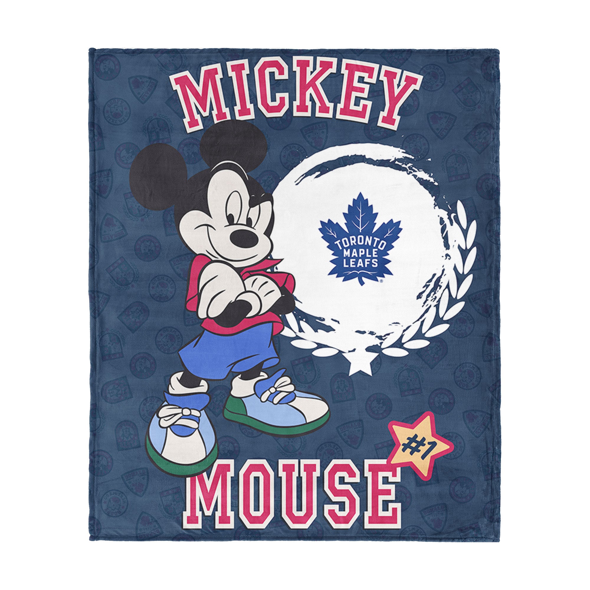 NHL Toronto Maple Leafs Disney Mickey Mouse Baller Navy Silk Touch Throw Blanket 46x60 inches