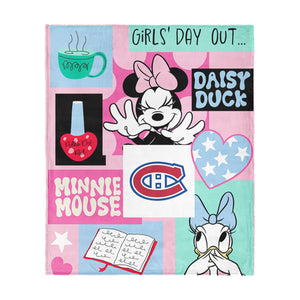 NHL Montreal Canadiens Disney Minnie Mouse Checker Floral Pink Silk Touch Throw Blanket 46x60 inches