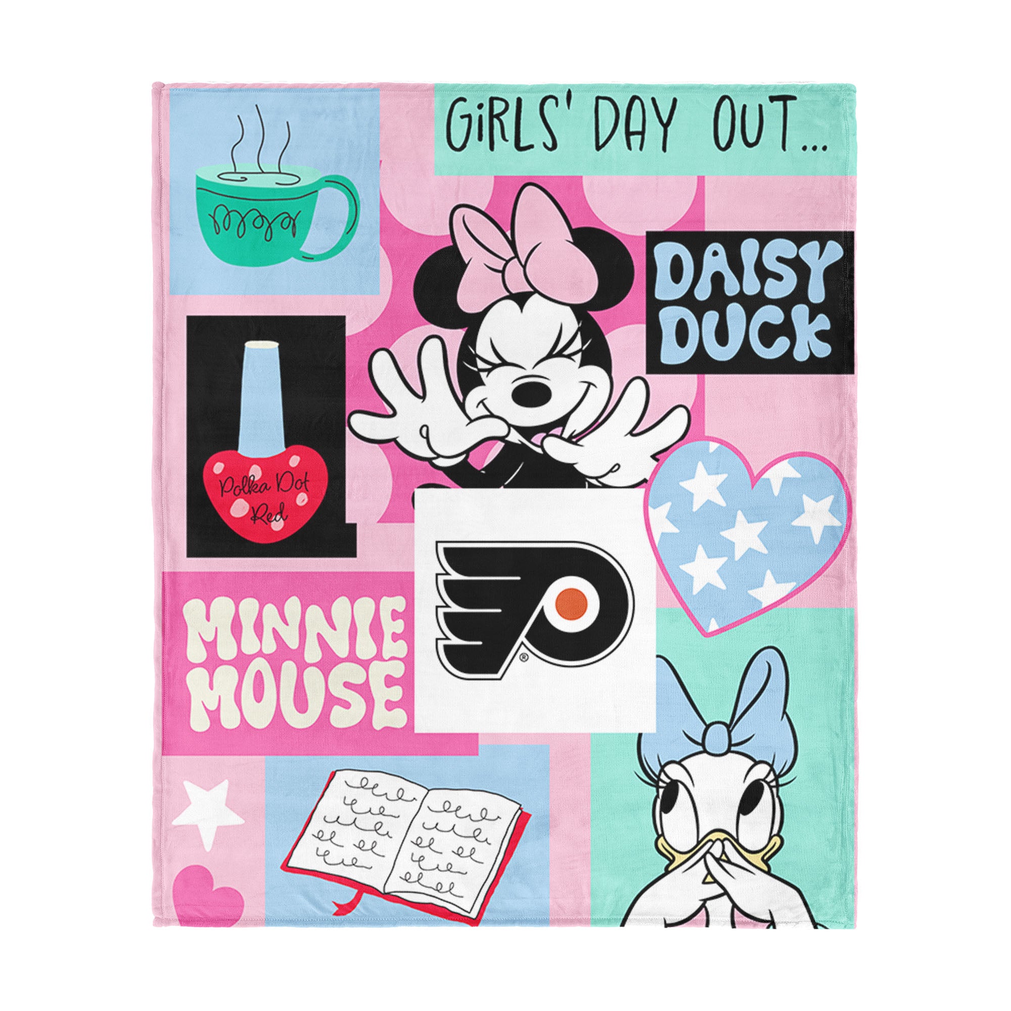 NHL Philadelphia Flyers Disney Minnie Mouse Checker Floral Pink Silk Touch Throw Blanket 46x60 inches