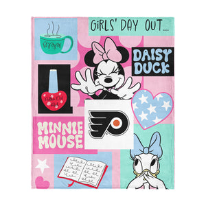 NHL Philadelphia Flyers Disney Minnie Mouse Checker Floral Pink Silk Touch Throw Blanket 46x60 inches