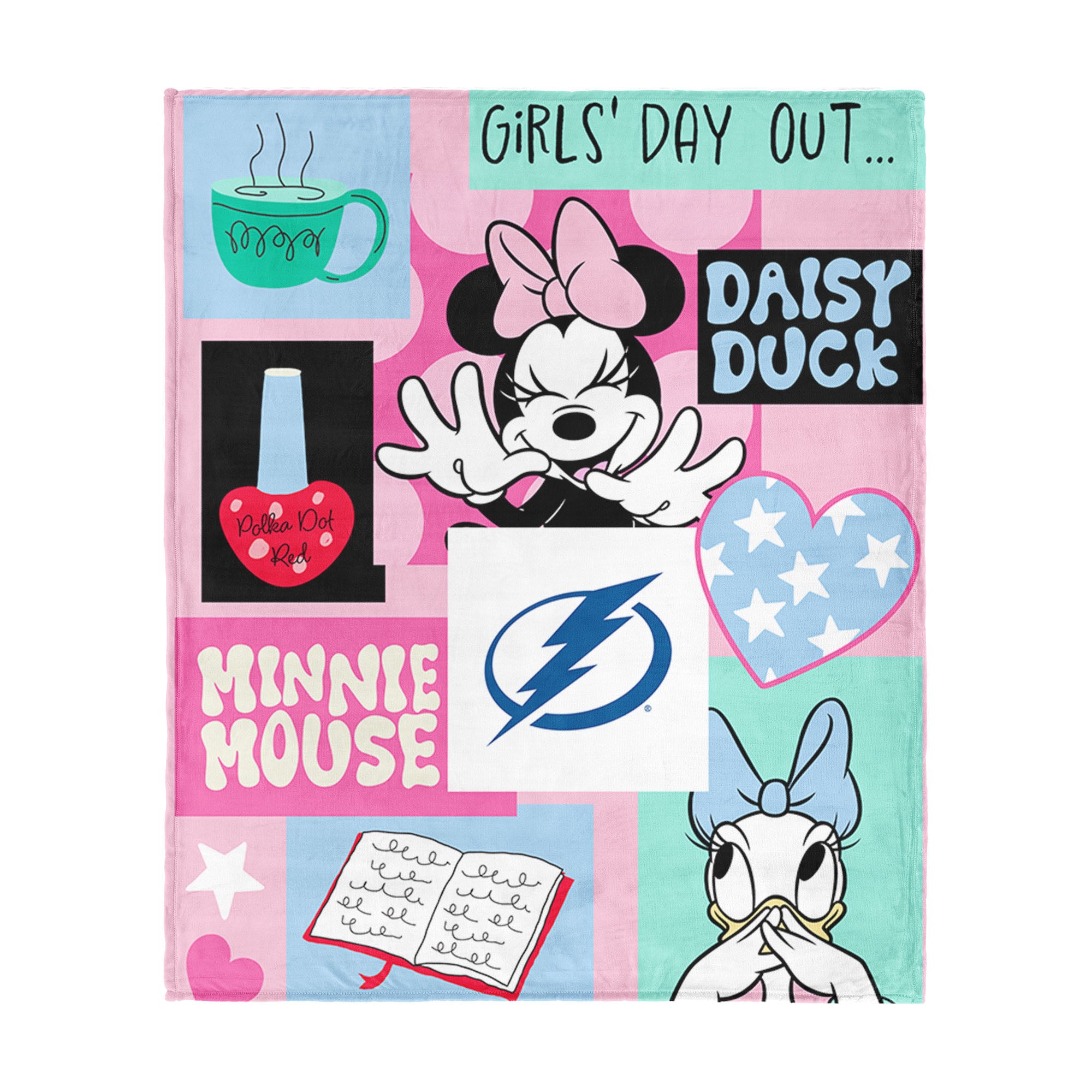 NHL Tampa Bay Lightning Disney Minnie Mouse Checker Floral Pink Silk Touch Throw Blanket 46x60 inches