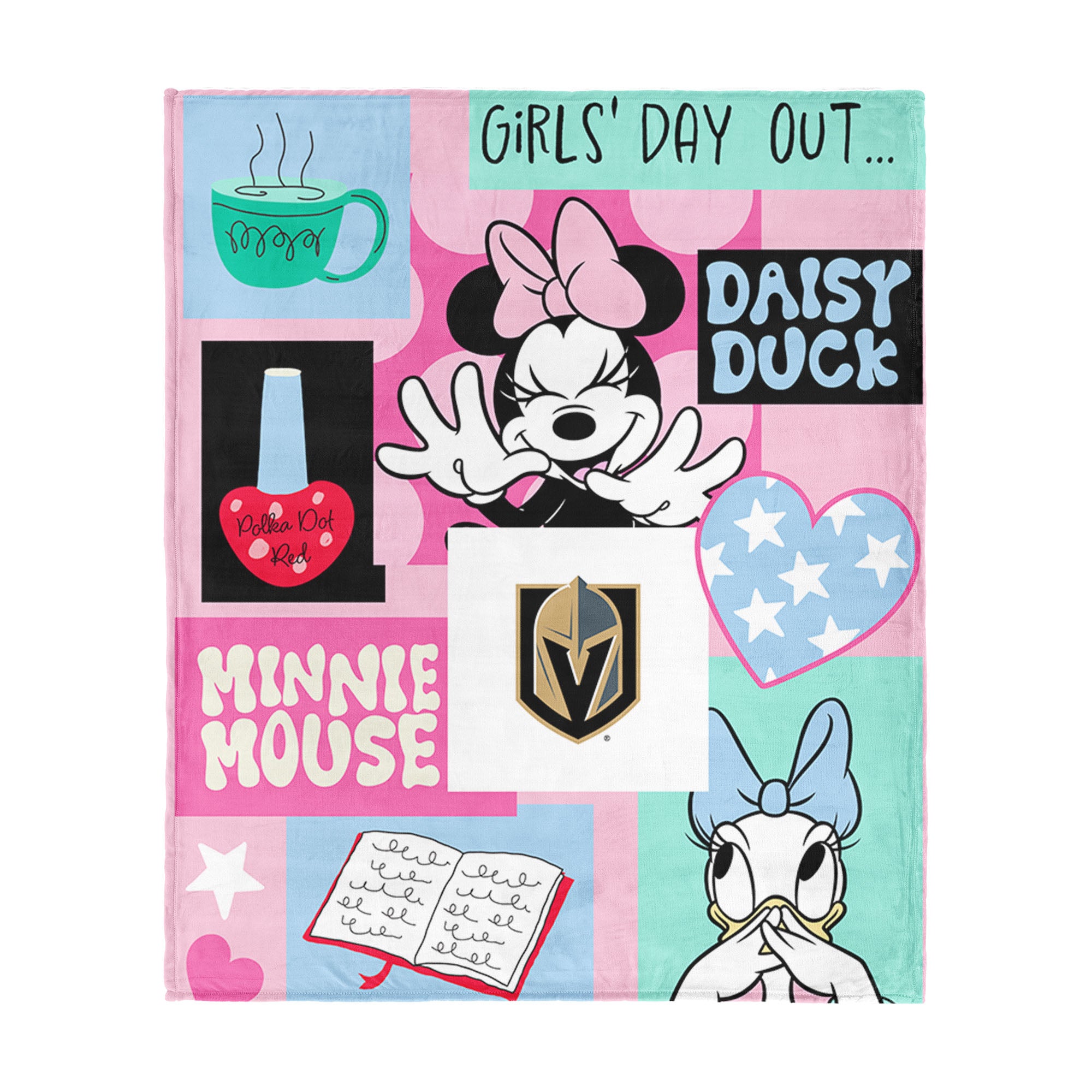 NHL Vegas Golden Knights Disney Minnie Mouse Checker Floral Pink Silk Touch Throw Blanket 46x60 inches