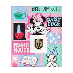NHL Vegas Golden Knights Disney Minnie Mouse Checker Floral Pink Silk Touch Throw Blanket 46x60 inches