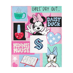 NHL Seattle Kraken Disney Minnie Mouse Checker Floral Pink Silk Touch Throw Blanket 46x60 inches