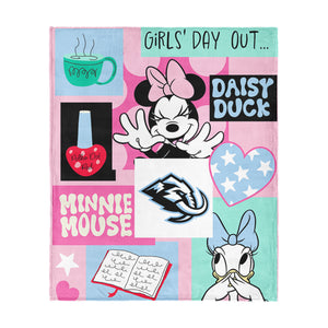 NHL Utah Mammoth Disney Minnie Mouse Checker Floral Pink Silk Touch Throw Blanket 46x60 inches