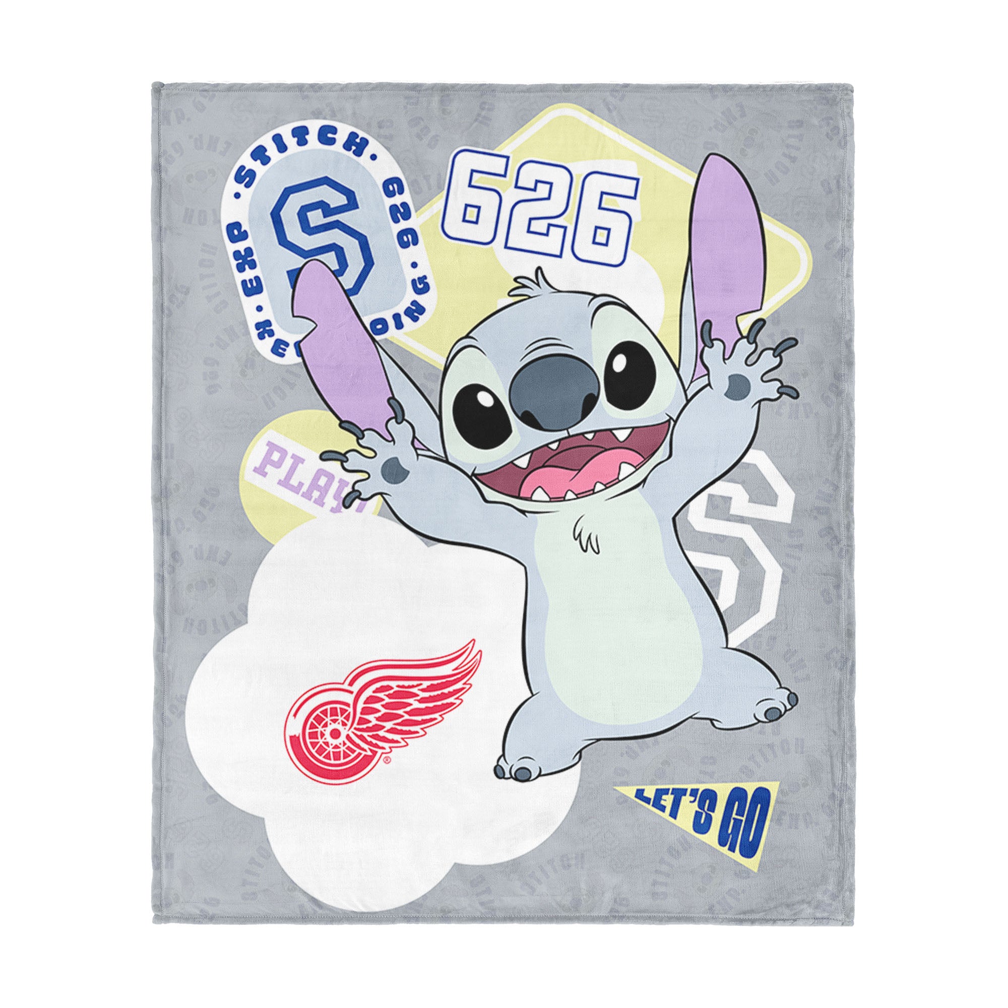 NHL Detroit Red Wings Disney Lilo & Stitch Stickers Grey Silk Touch Throw Blanket 46x60 inches