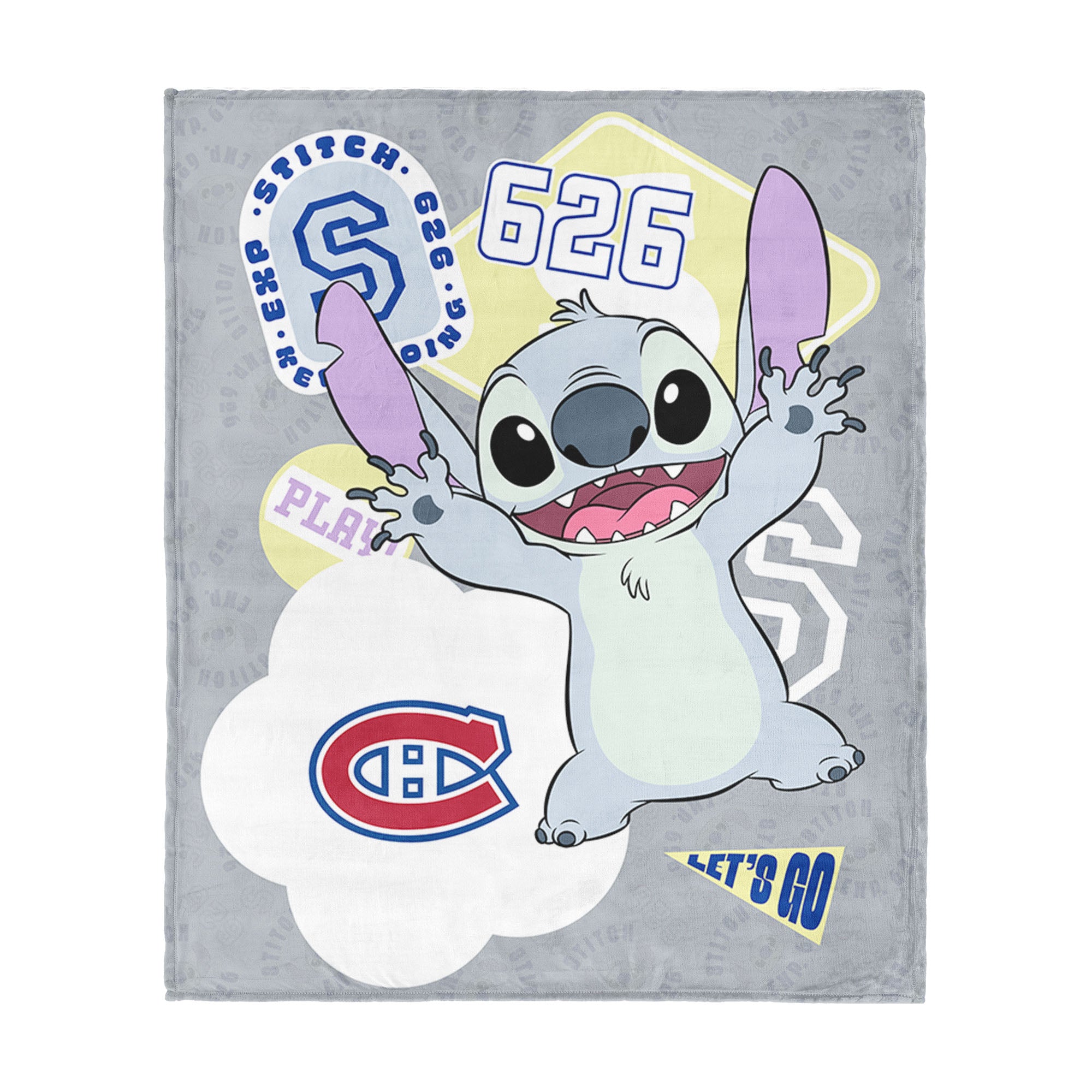 NHL Montreal Canadiens Disney Lilo & Stitch Stickers Grey Silk Touch Throw Blanket 46x60 inches
