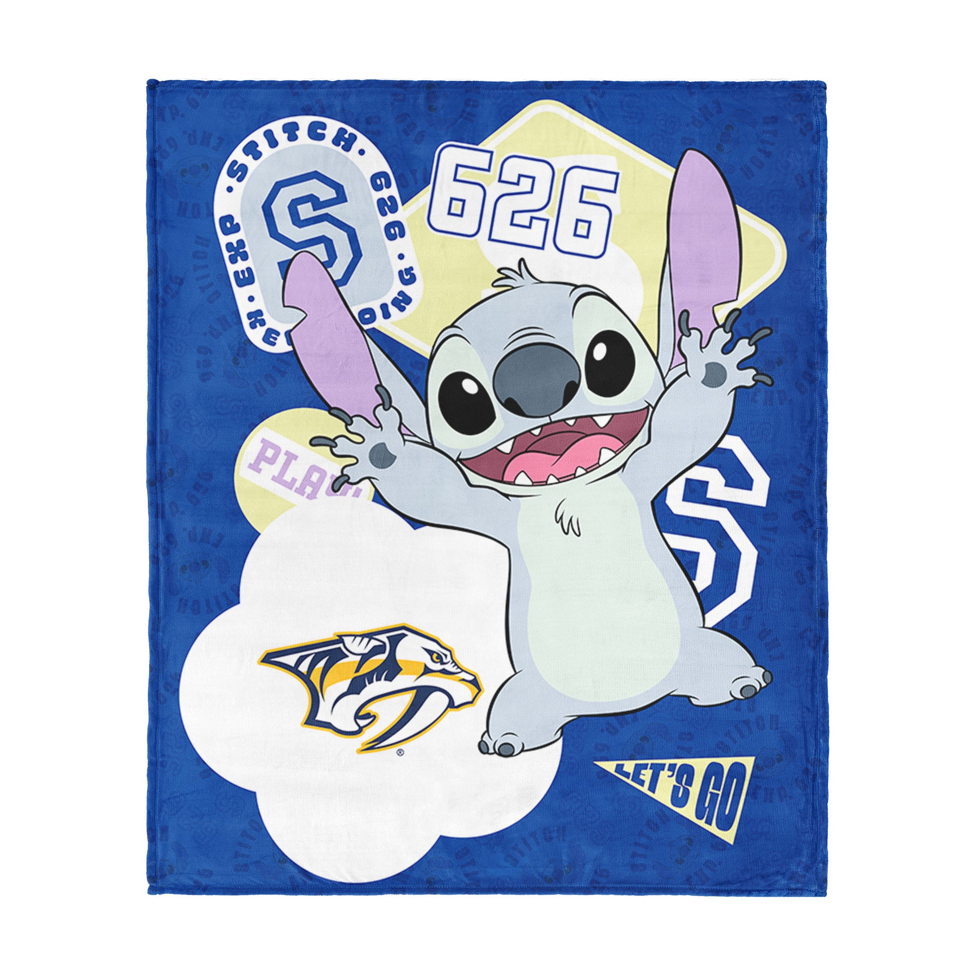 NHL Nashville Predators Disney Lilo & Stitch Stickers Royal Silk Touch Throw Blanket 46x60 inches